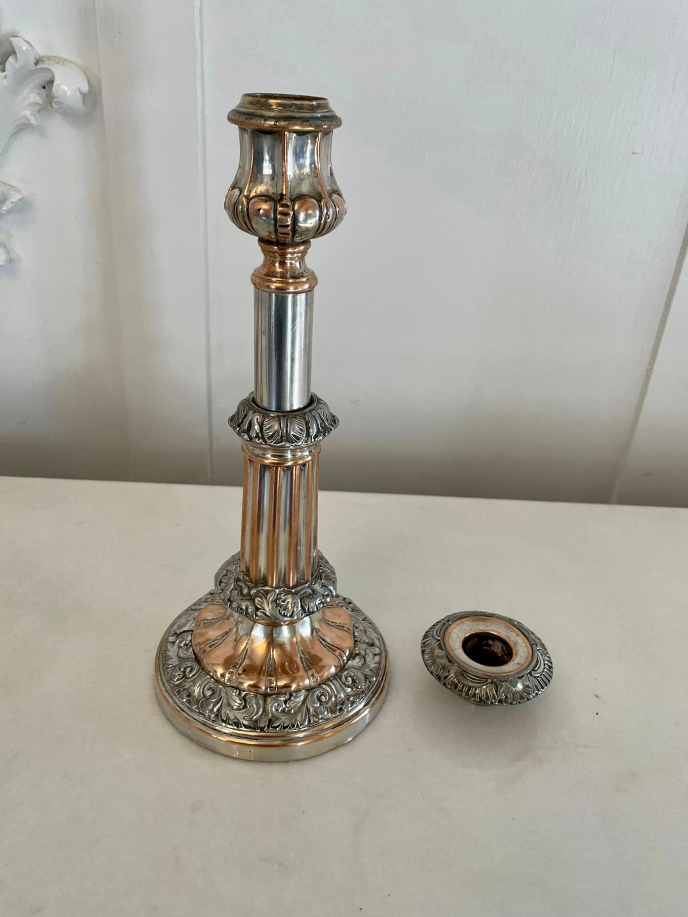 George III Unusual Pair Of Antique Quality Sheffield Plated Telescopic Candlesticks For Sale
