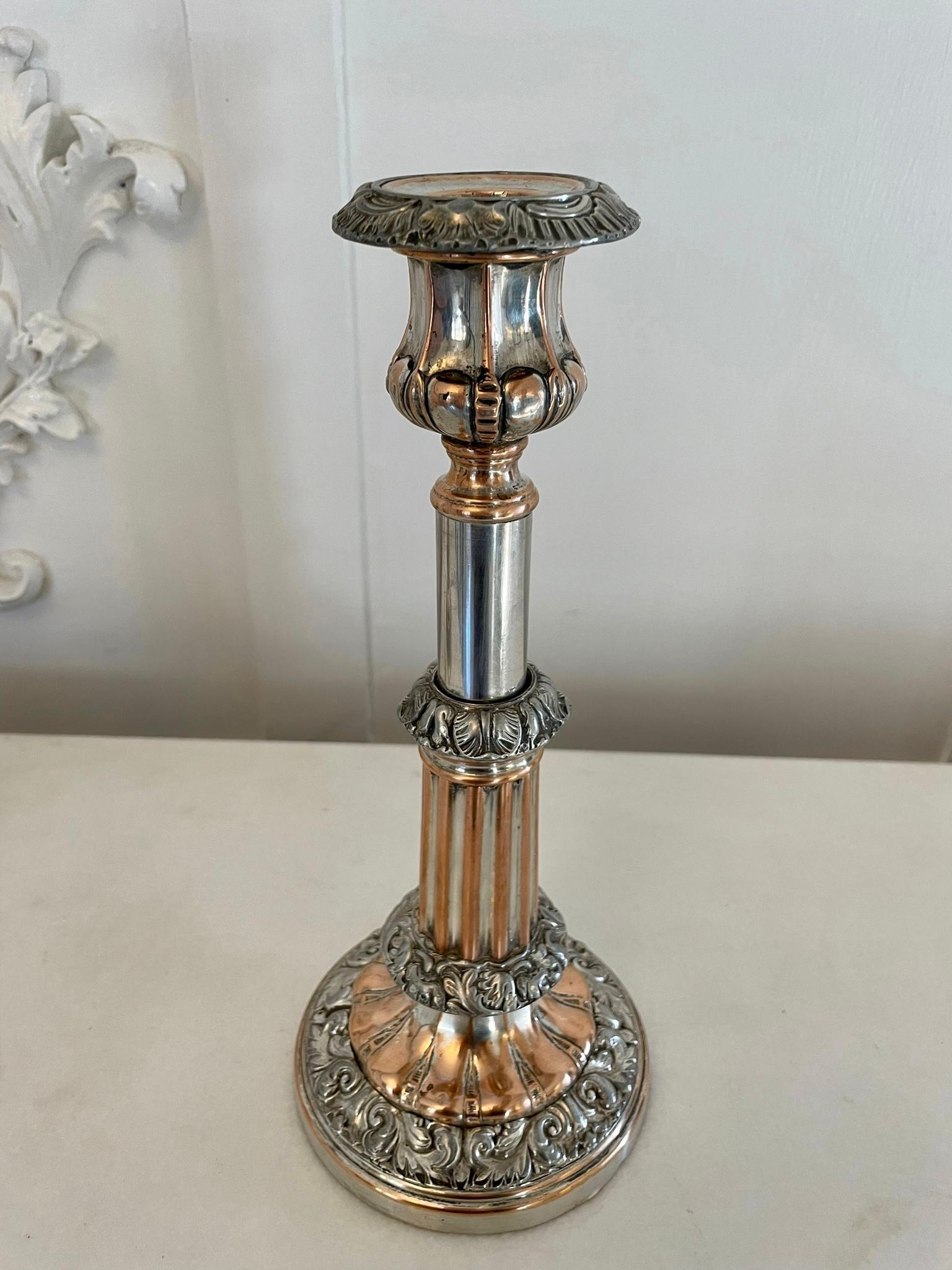 English Unusual Pair Of Antique Quality Sheffield Plated Telescopic Candlesticks For Sale