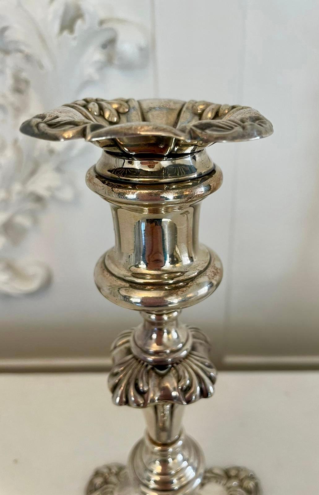 19th Century Unusual Pair of Antique Quality Sheffield Plated Telescopic Candlesticks For Sale