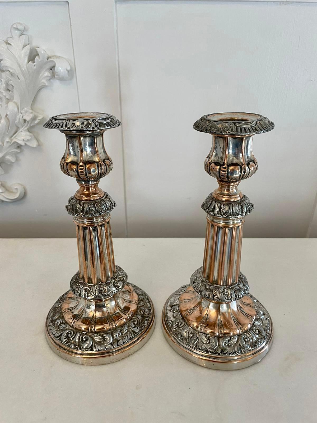 19th Century Unusual Pair Of Antique Quality Sheffield Plated Telescopic Candlesticks For Sale