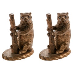 Unusual Pair of Antique Victorian Brass Bears
