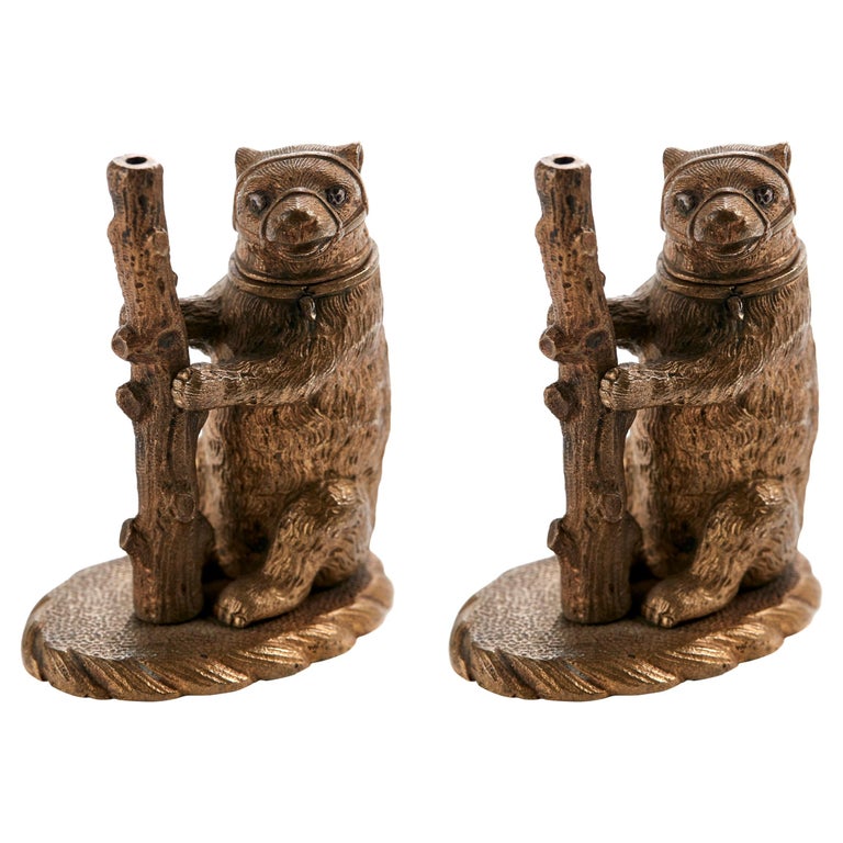 Unusual Pair of Antique Victorian Brass Bears at 1stDibs