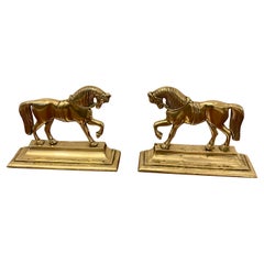Unusual Pair of Antique Victorian Brass Door Stops