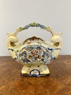 Unusual pair of antique Victorian hand painted vases