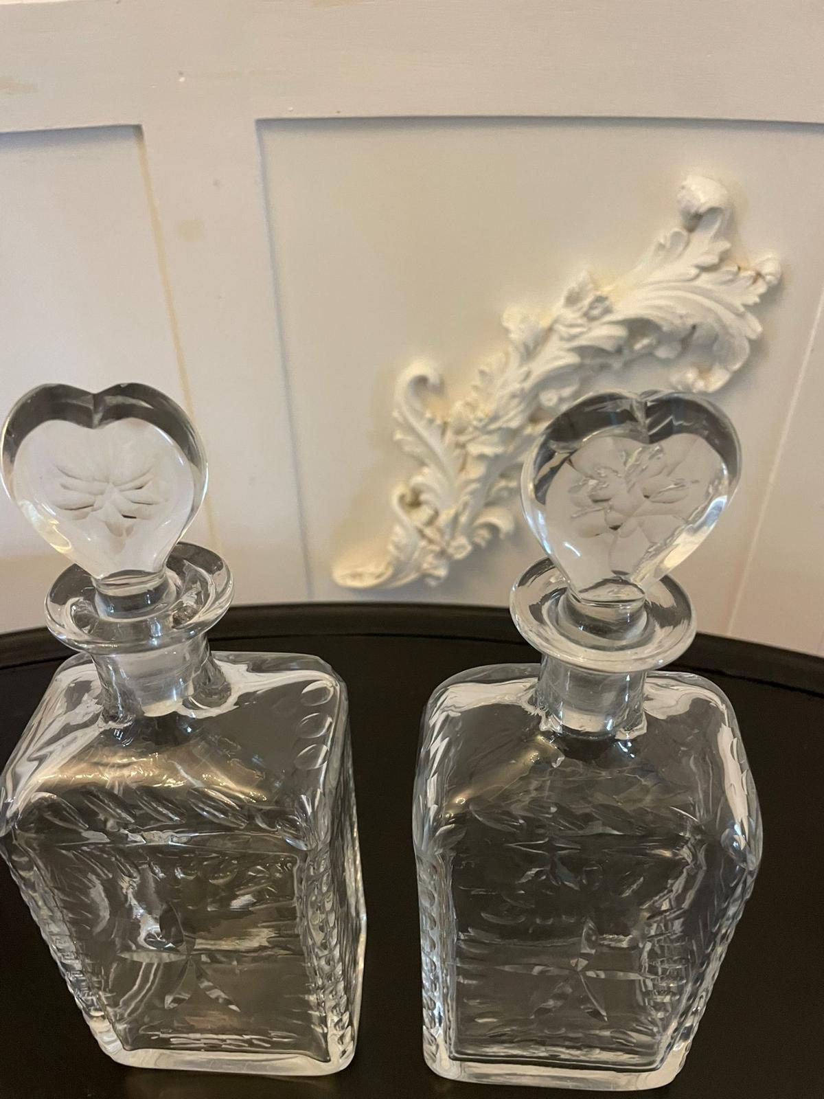 Unusual Pair of Antique Victorian Quality Cut Glass Decanters  In Good Condition For Sale In Suffolk, GB