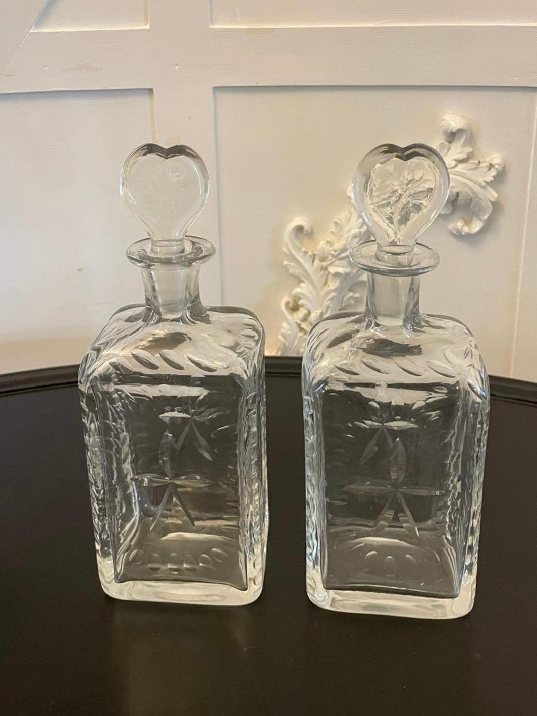 Unusual Pair of Antique Victorian Quality Cut Glass Decanters  For Sale 2
