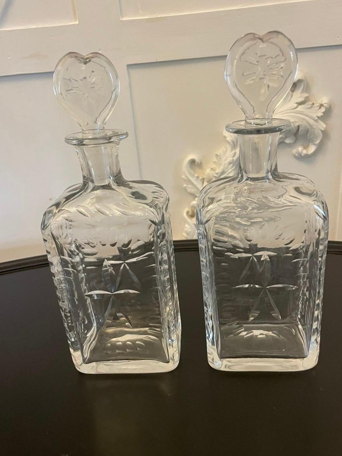 Unusual Pair of Antique Victorian Quality Cut Glass Decanters  For Sale 3