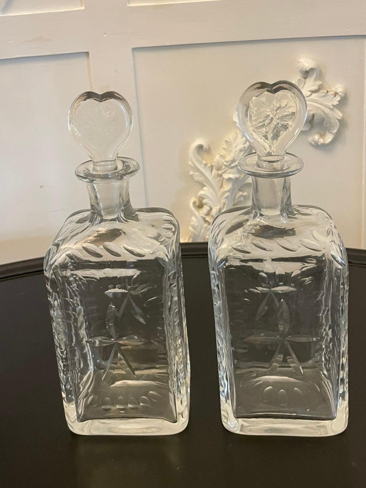 Unusual Pair of Antique Victorian Quality Cut Glass Decanters  For Sale 4
