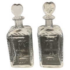 Unusual Pair of Antique Victorian Quality Cut Glass Decanters