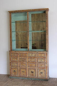 Unusual Pair of 19th century Spanish Display Cabinets in Original Paint
