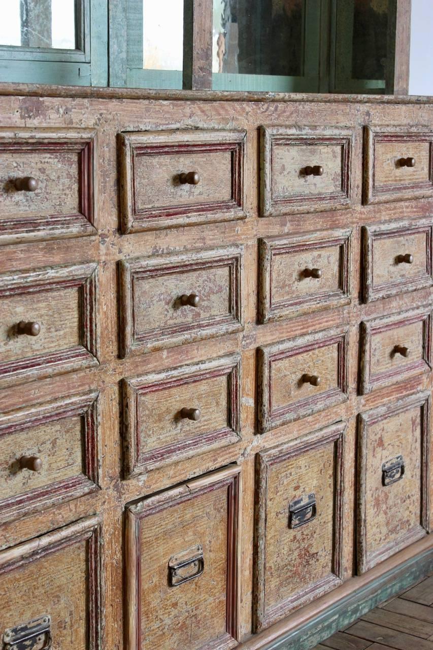 19th Century Unusual Pair of 19th century Spanish Display Cabinets in Original Paint