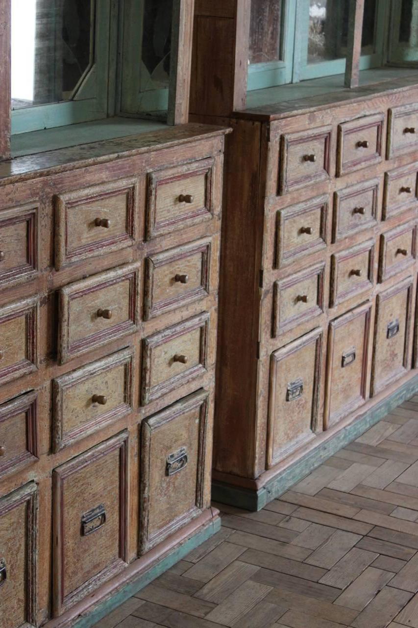 Unusual Pair of 19th century Spanish Display Cabinets in Original Paint 1