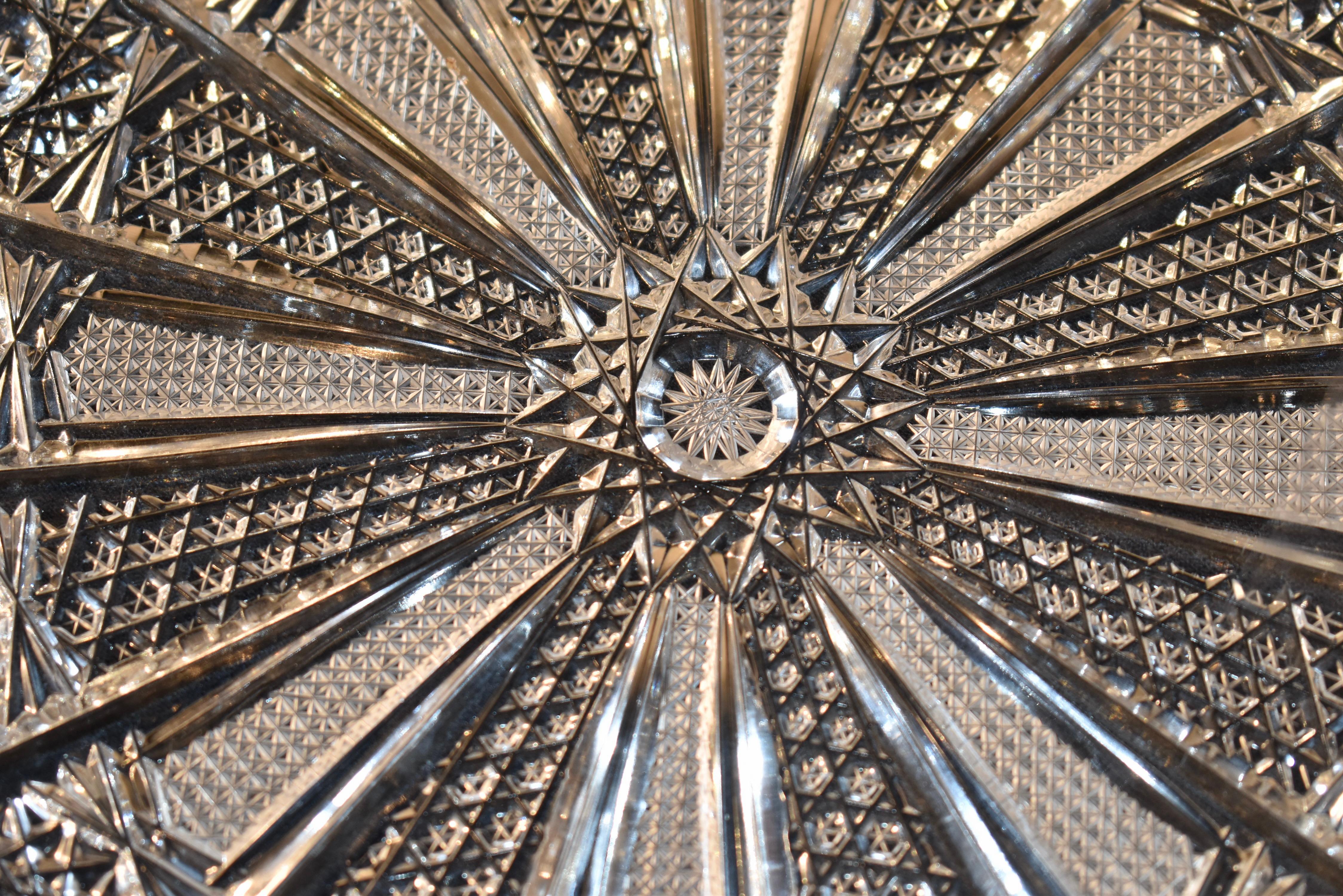 Unusual Pair of Cut Glass Serving Plates, Circa 1920 For Sale 6