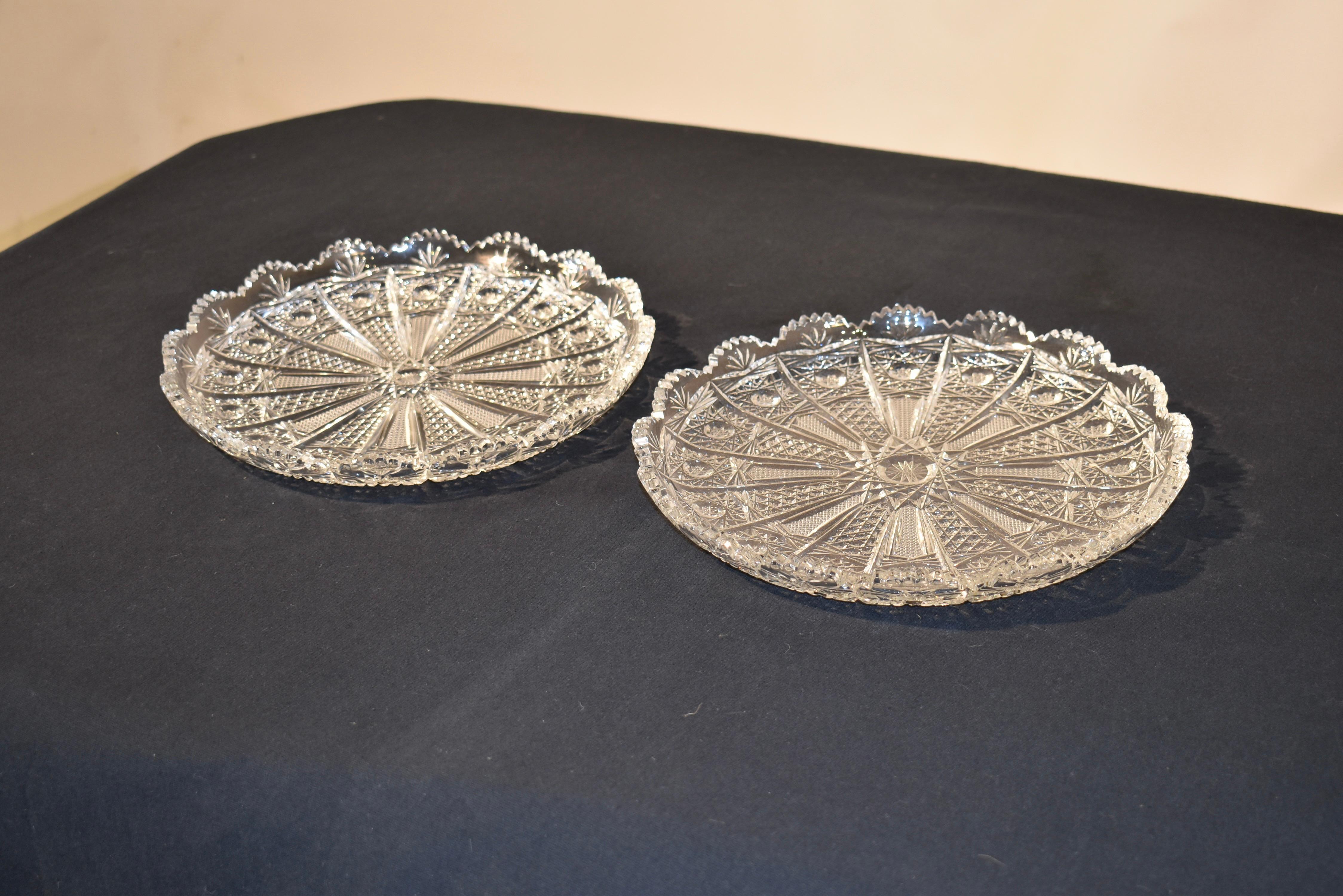 Early 20th Century Unusual Pair of Cut Glass Serving Plates, Circa 1920 For Sale