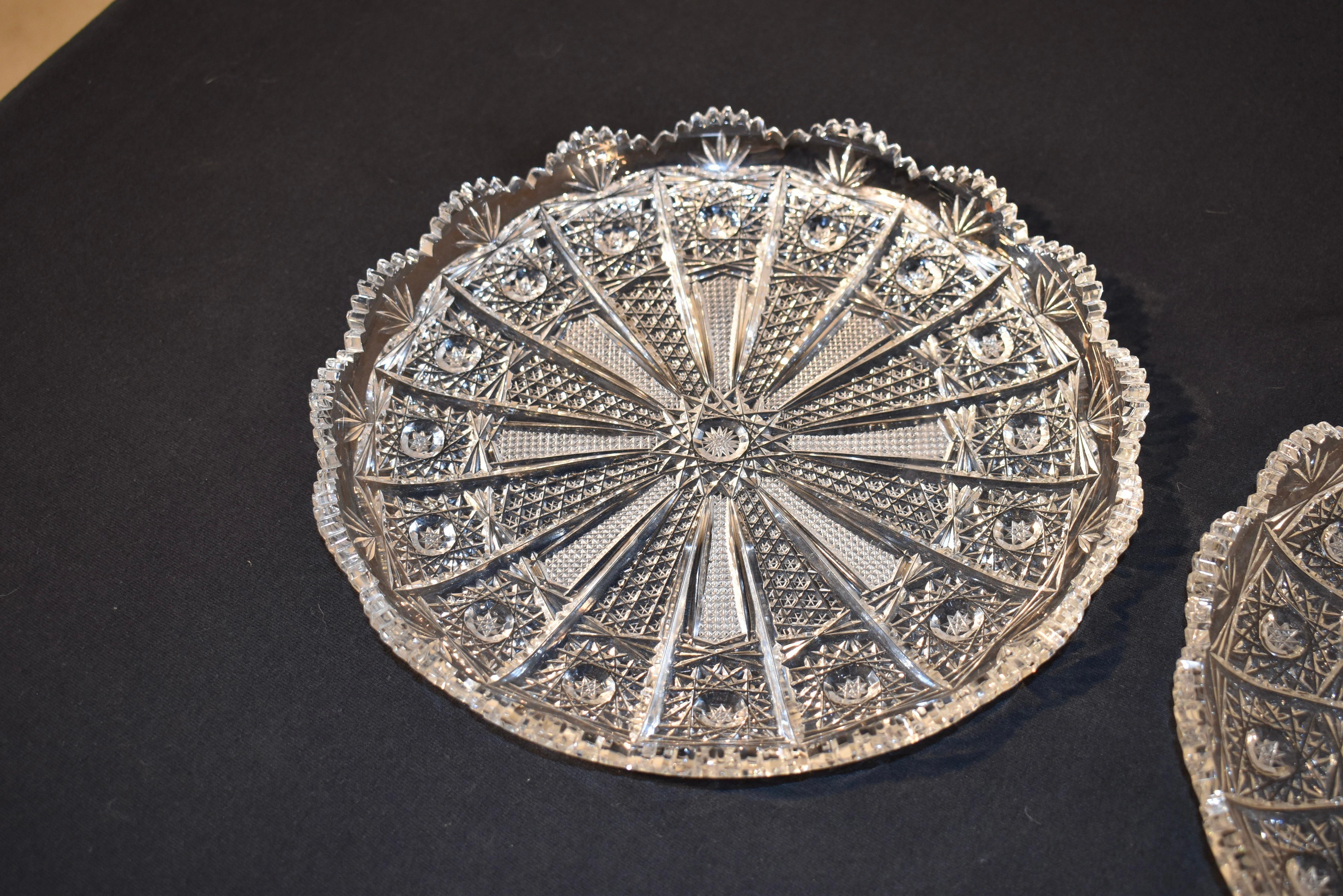 Unusual Pair of Cut Glass Serving Plates, Circa 1920 For Sale 3