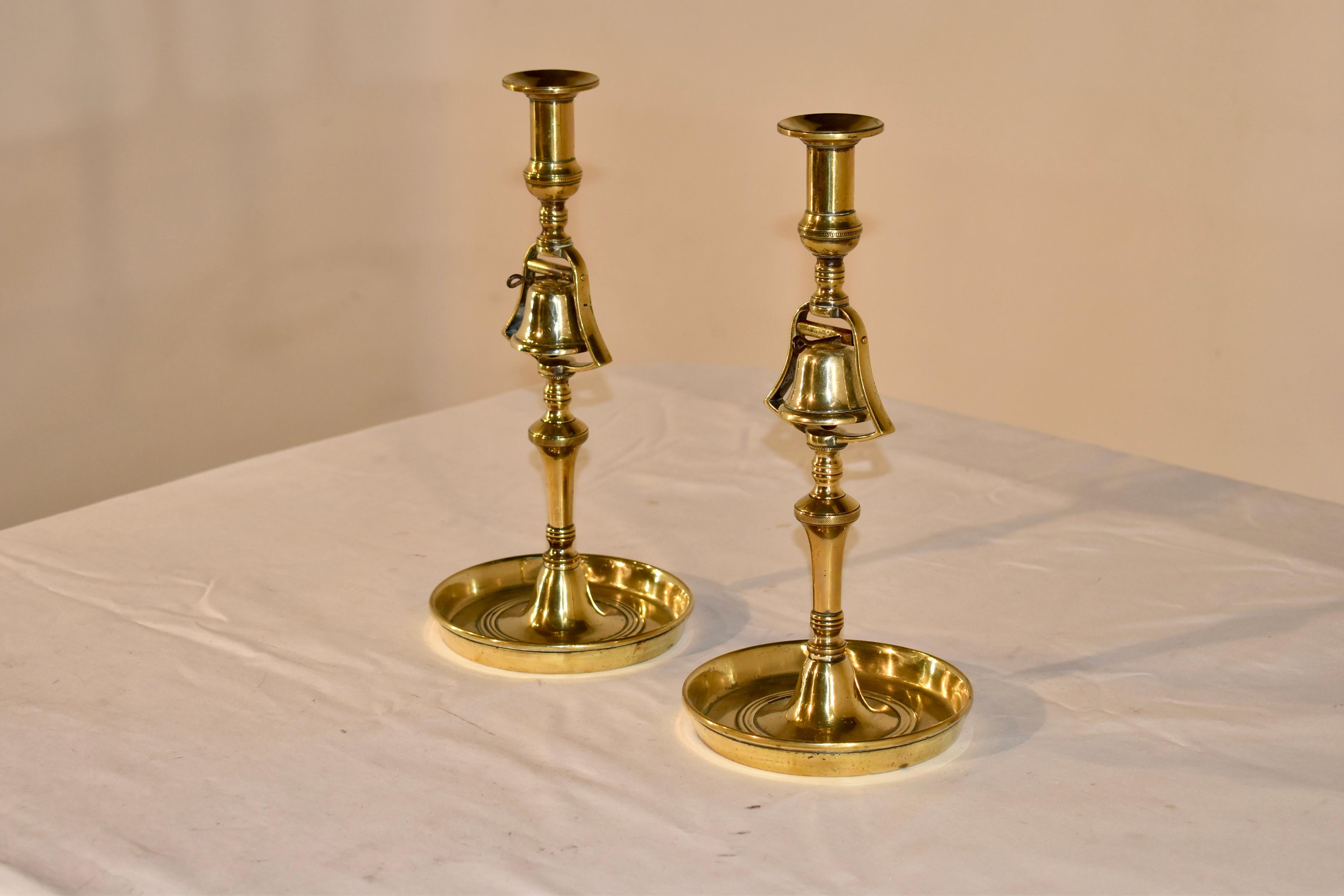 English Unusual pair of Early 19th Century Georgian Tavern Bell Candlesticks For Sale