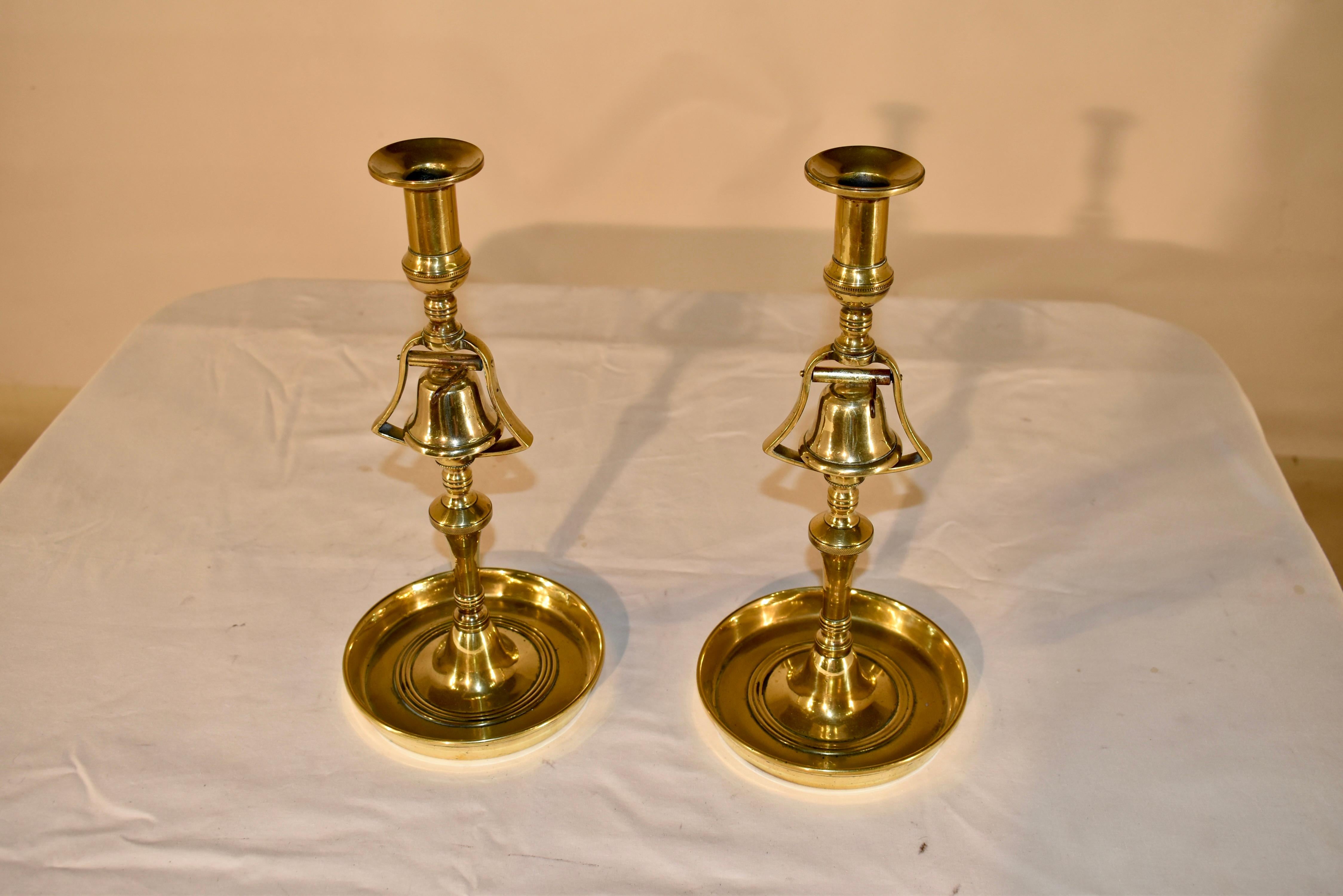 Unusual pair of Early 19th Century Georgian Tavern Bell Candlesticks For Sale 1