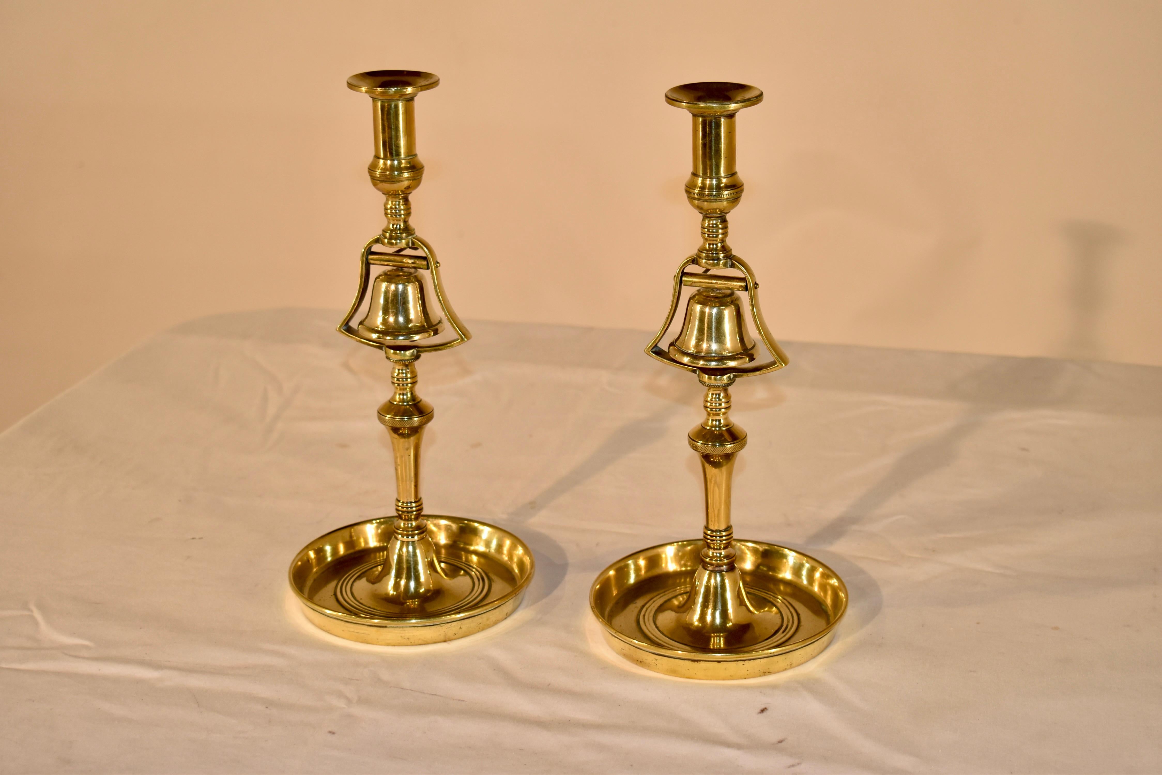 Unusual pair of Early 19th Century Georgian Tavern Bell Candlesticks For Sale 2