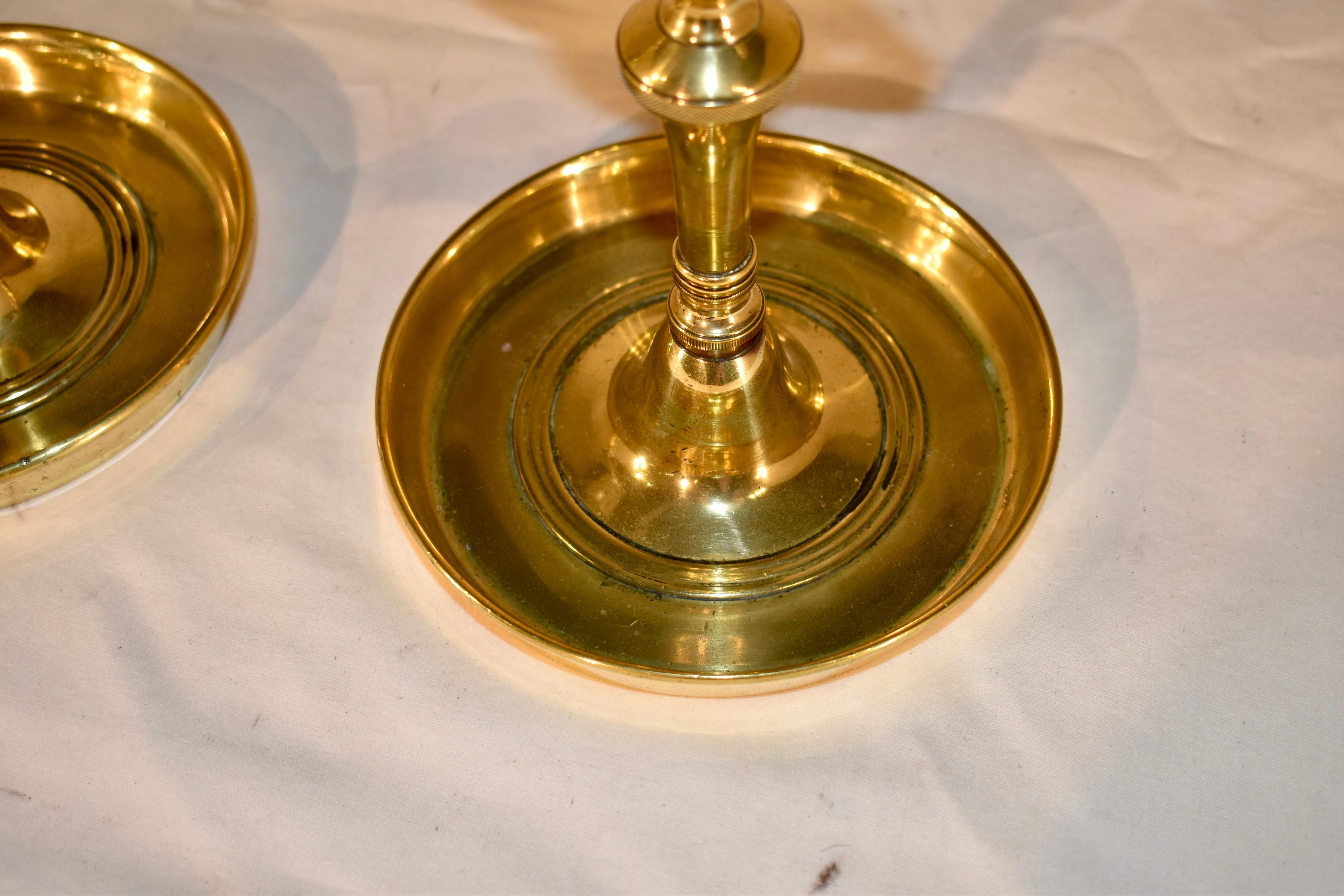 Unusual pair of Early 19th Century Georgian Tavern Bell Candlesticks For Sale 4