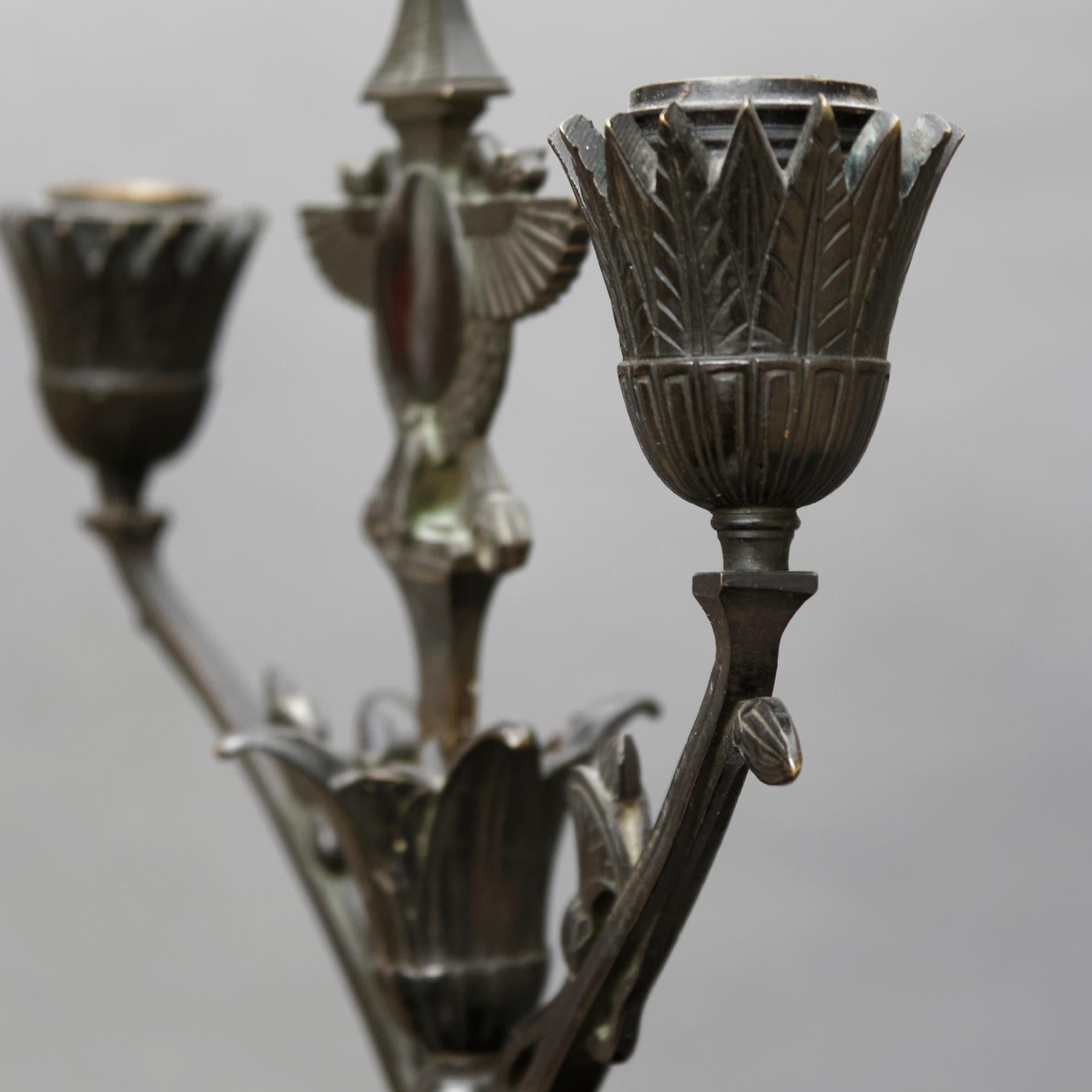 Unusual Pair of Egyptian Revival Candelabra, 19th Century For Sale 3