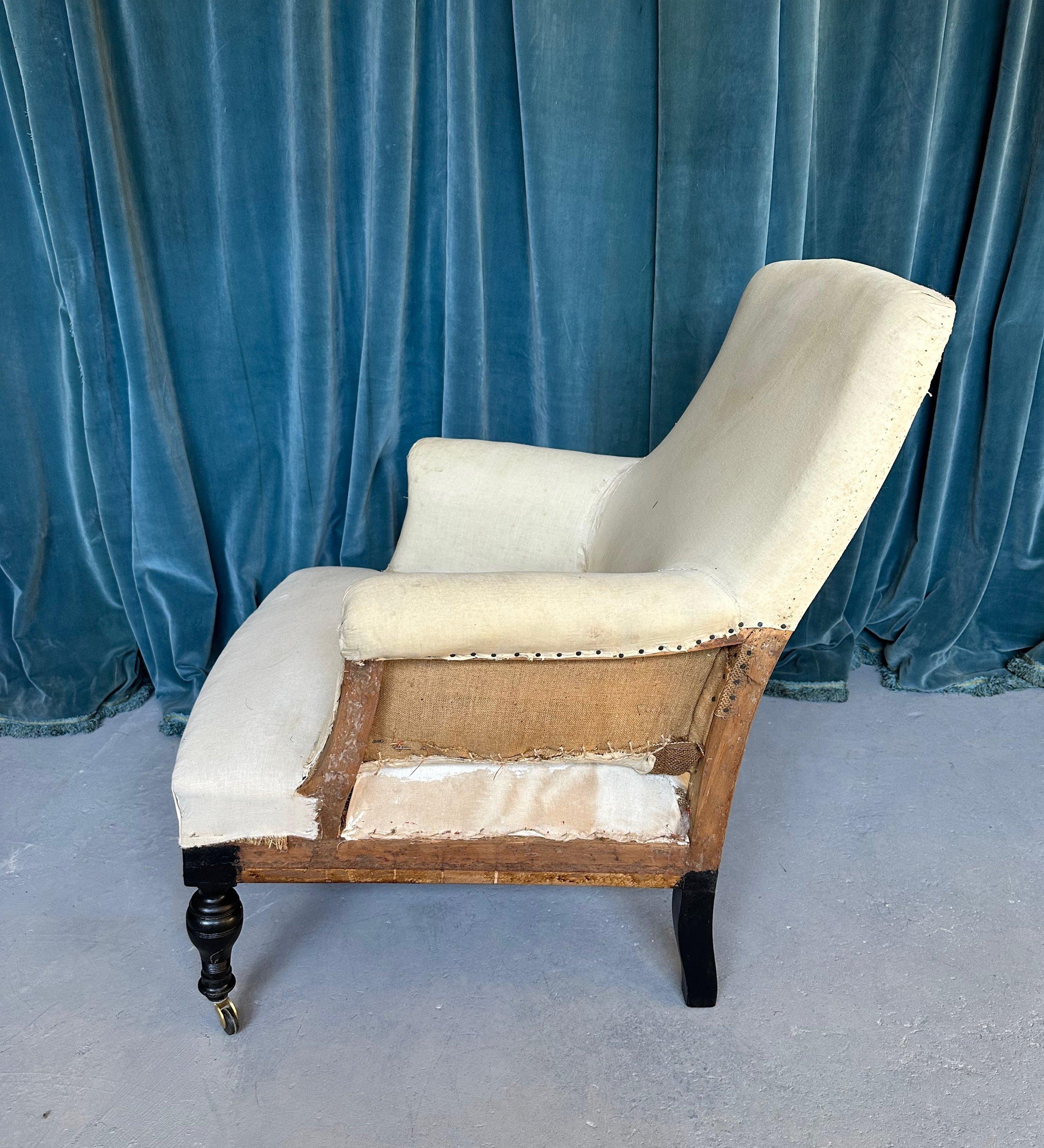 Upholstery Unusual Pair of French 19th Century Armchairs in Muslin