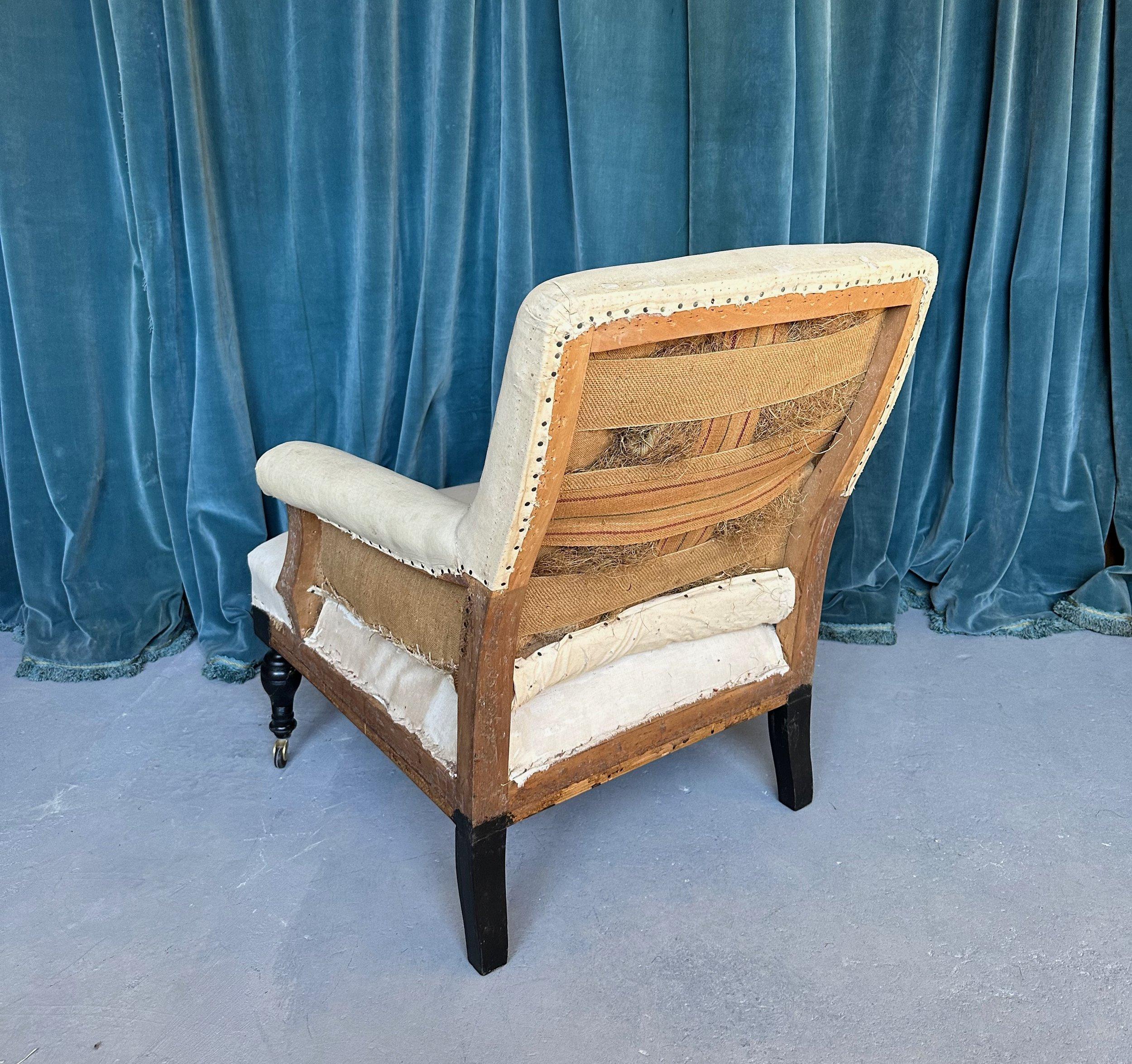 Unusual Pair of French 19th Century Armchairs in Muslin 2