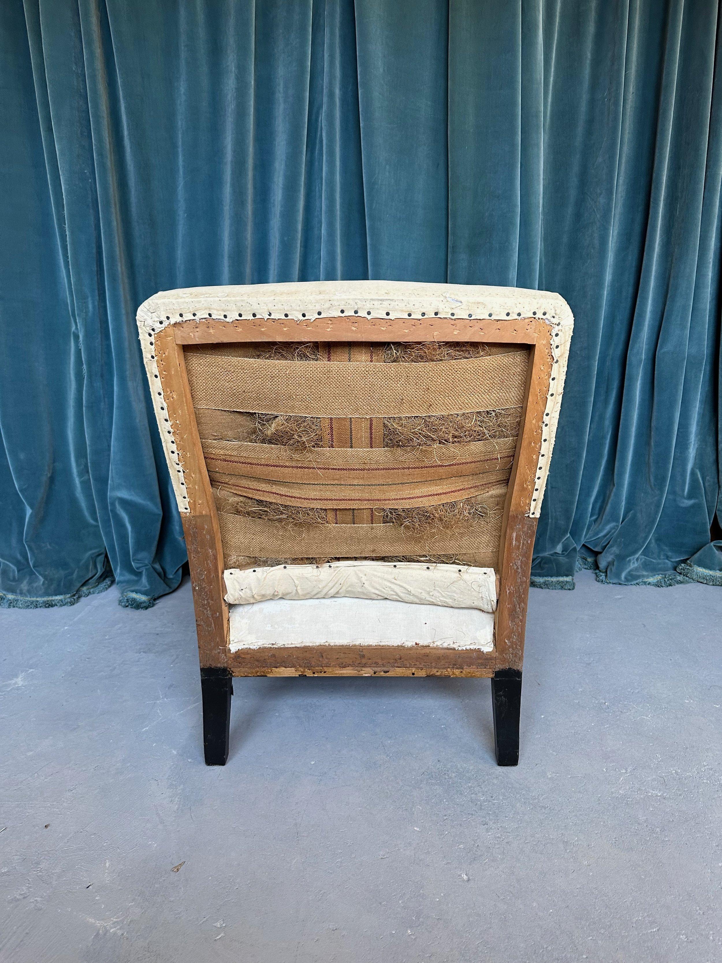 Unusual Pair of French 19th Century Armchairs in Muslin 3