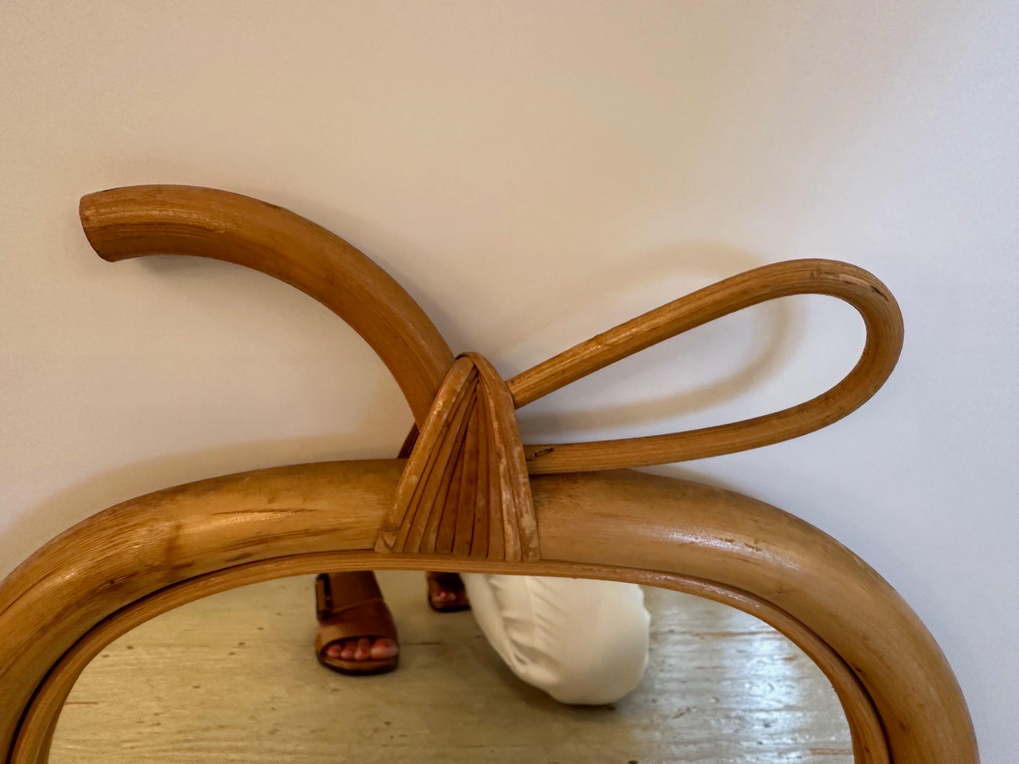 Unusual Pair of French Rattan & Wicker Apple Form Mirrors For Sale 1