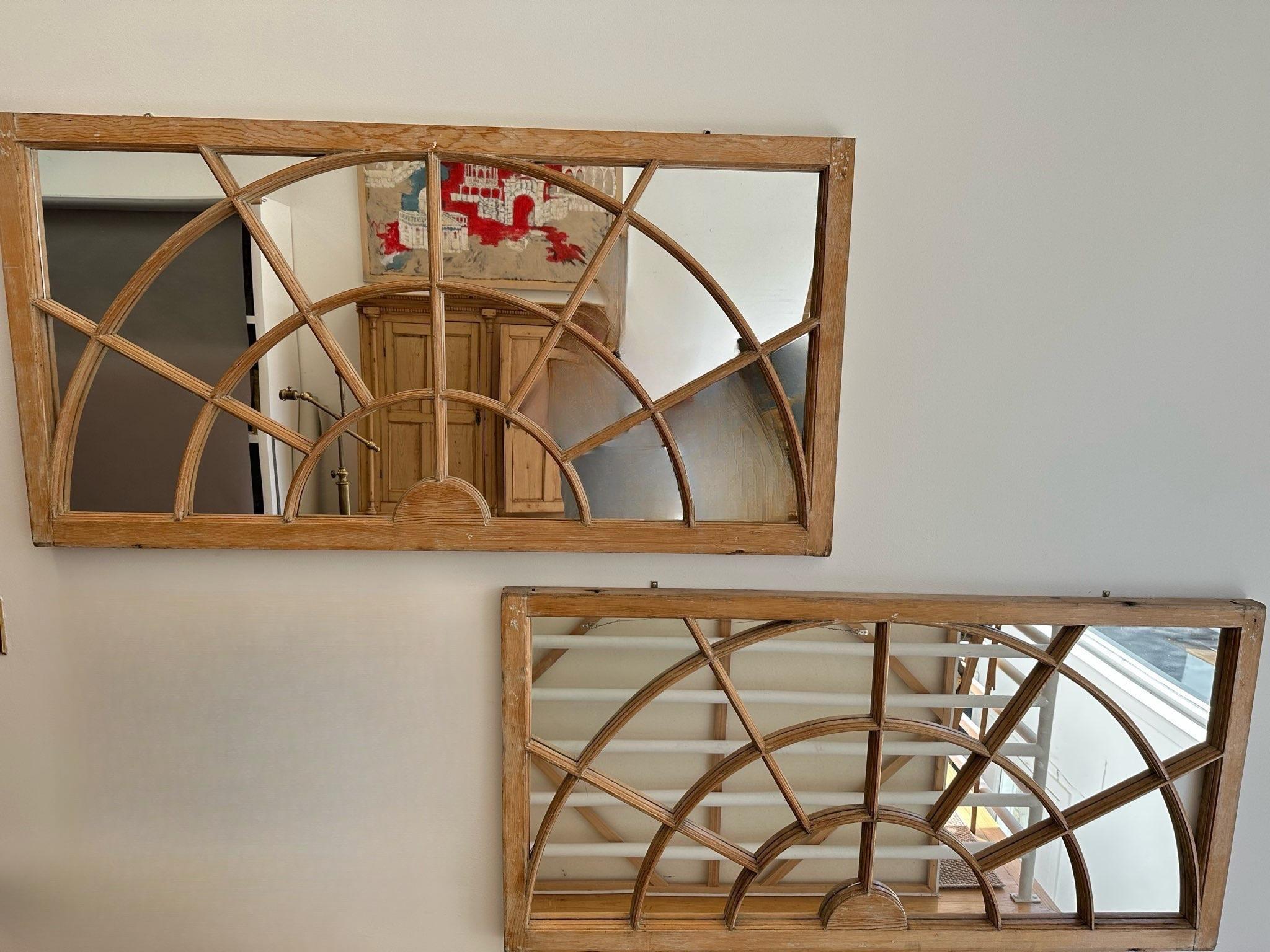 19th Century Unusual Pair of Georgian Styled Transom Windows Converted to Mirrors. For Sale