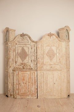 Unusual Pair of Gustavian Corner Clock Cabinets, Origin Mora, Sweden, Circa 1780