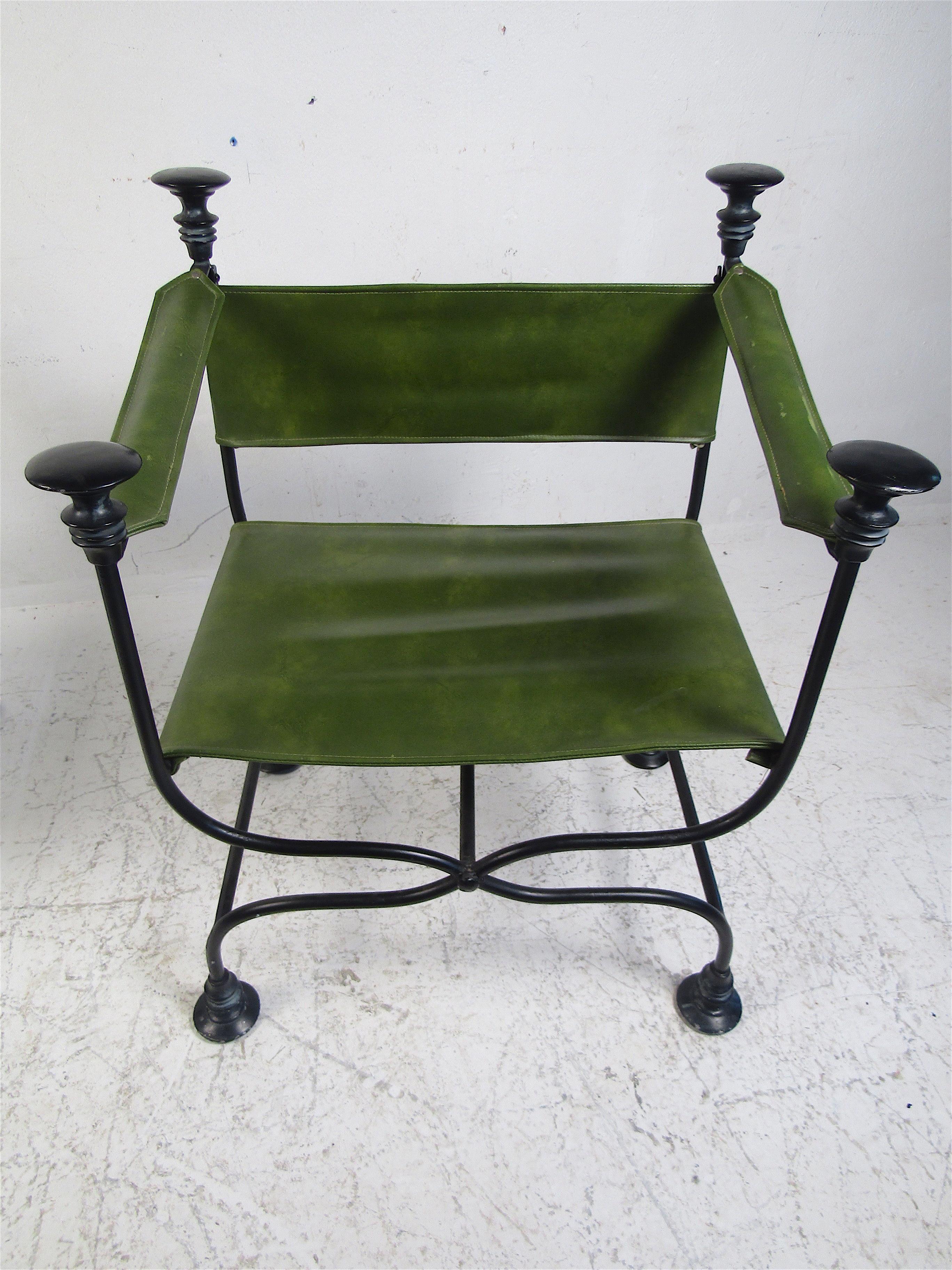 Pair of Vintage Cast Iron Italian Savonrola Chairs 4