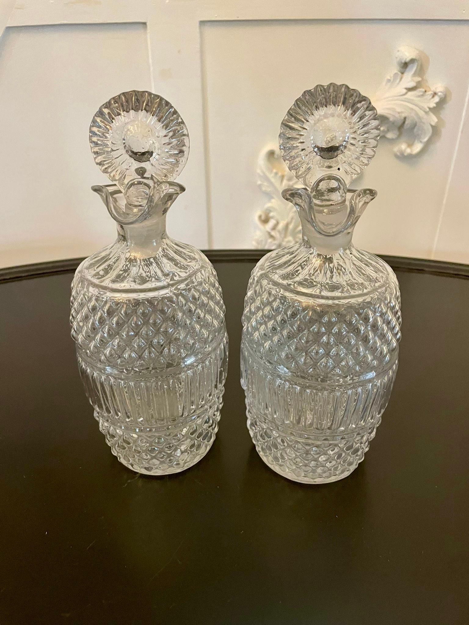 Unusual Pair of Irish Antique Victorian Quality Cut Glass Decanters  For Sale 2
