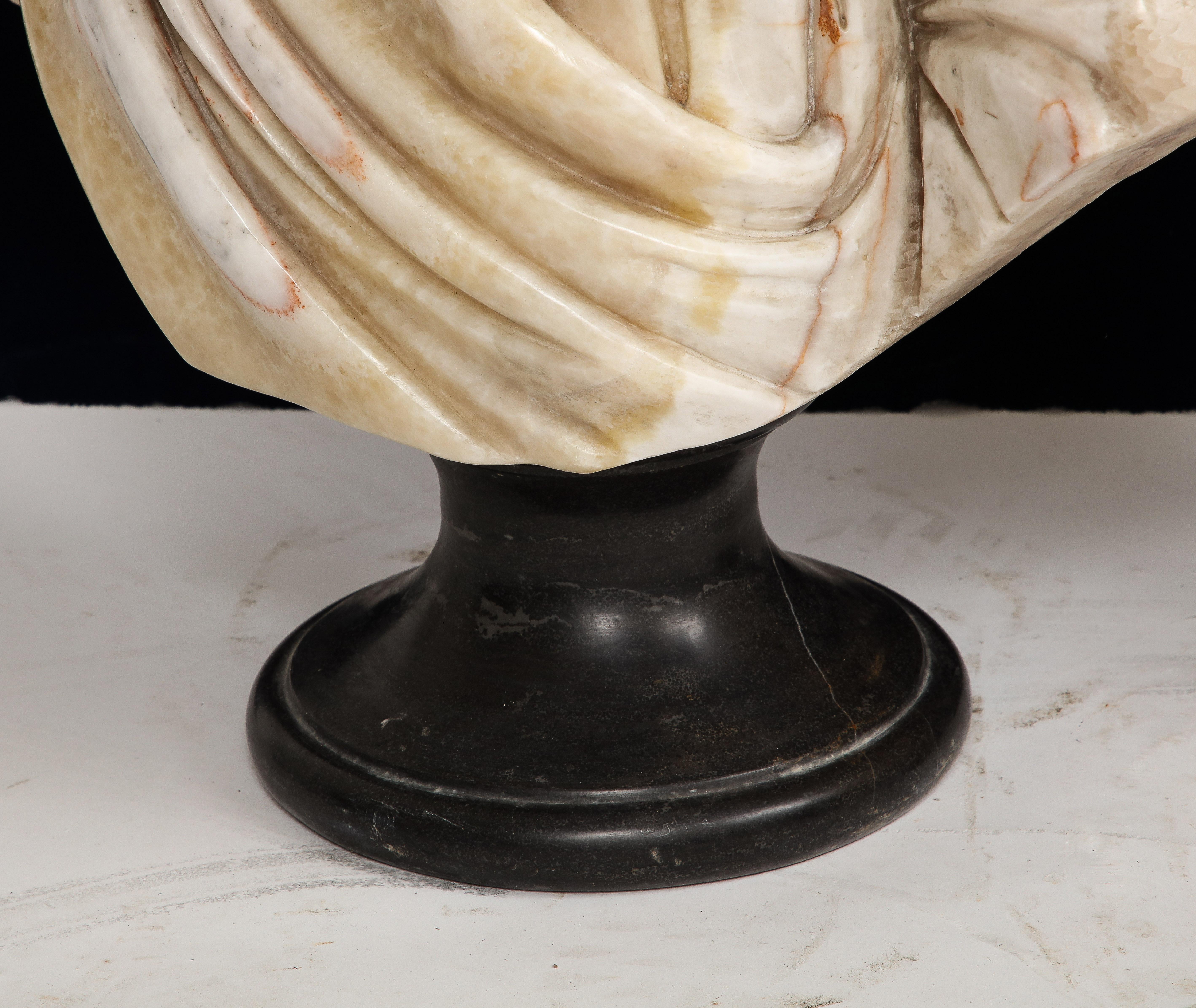 Unusual Pair of Italian Hand-Carved Marble & Onyx Orientalist Busts  13