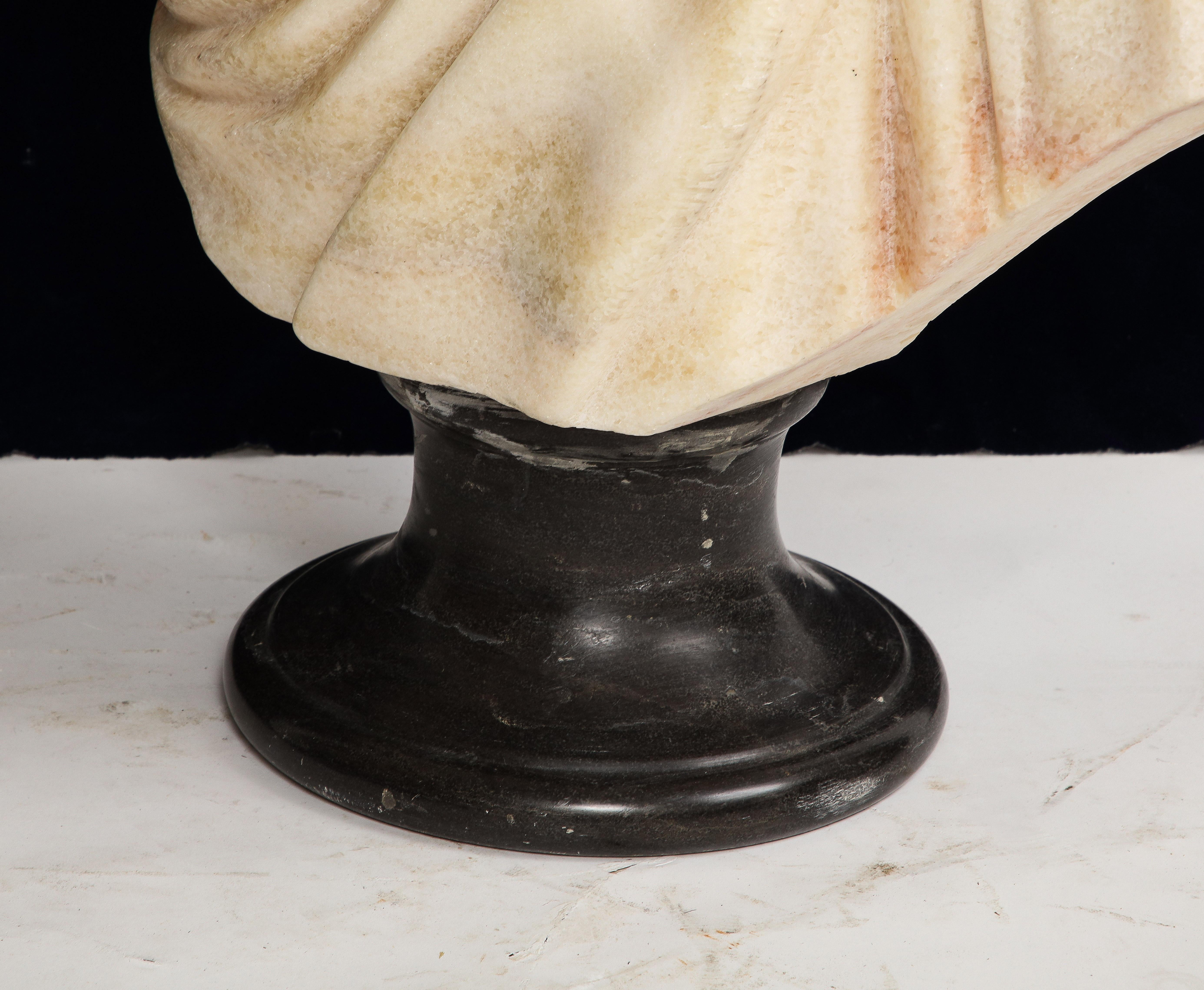Unusual Pair of Italian Hand-Carved Marble & Onyx Orientalist Busts  14