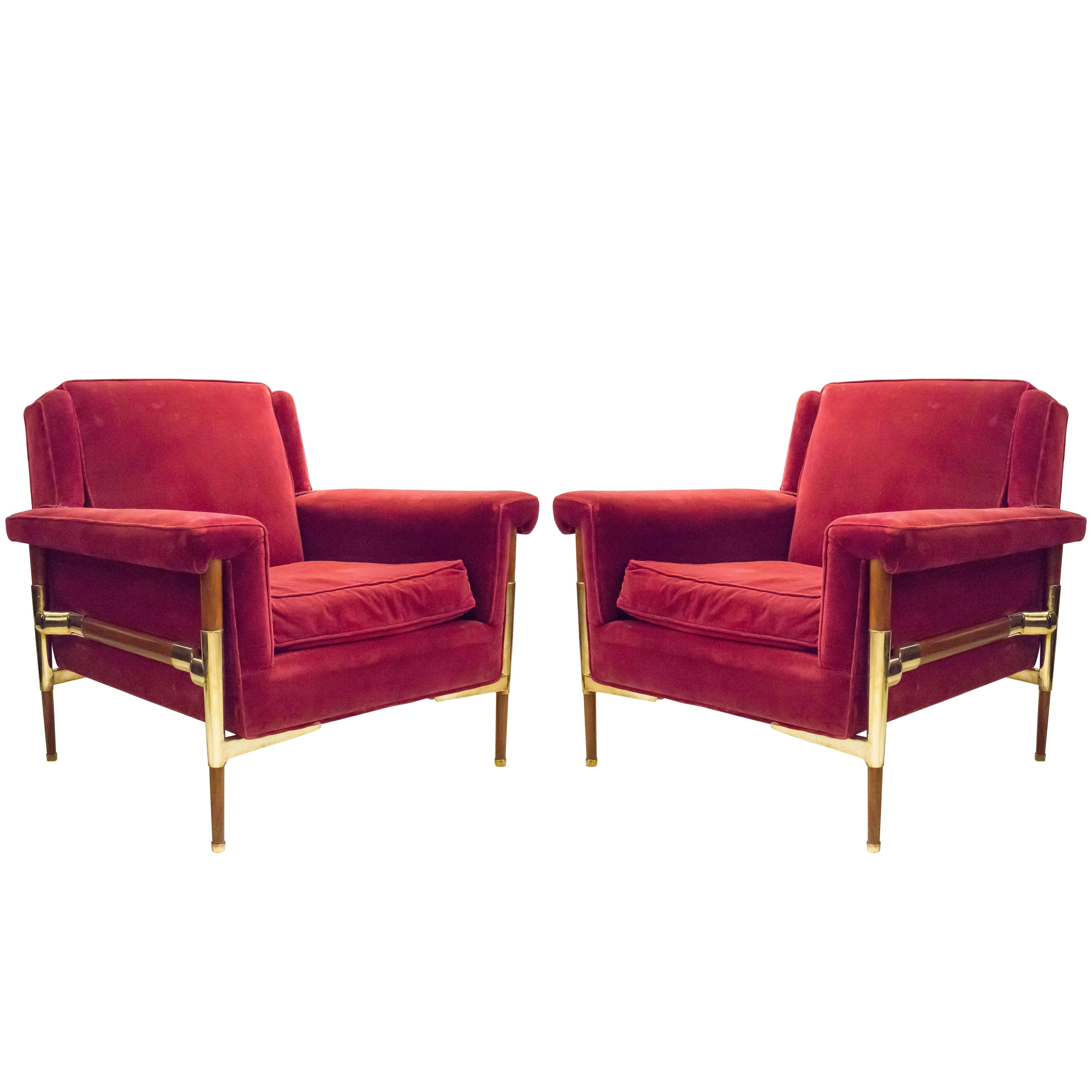 Unusual Pair of Italian Midcentury Lounge Chairs