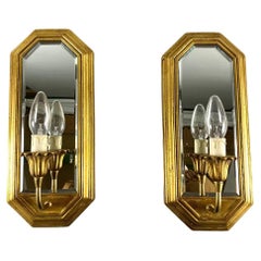 Unusual Pair of Mirrored Wall Sconces by Deknudt, Belgium Vintage