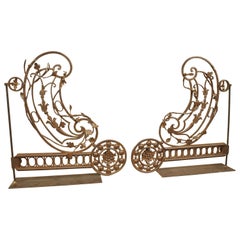 Antique Unusual Pair of Mounted 18th Century Wrought Iron Brackets from France