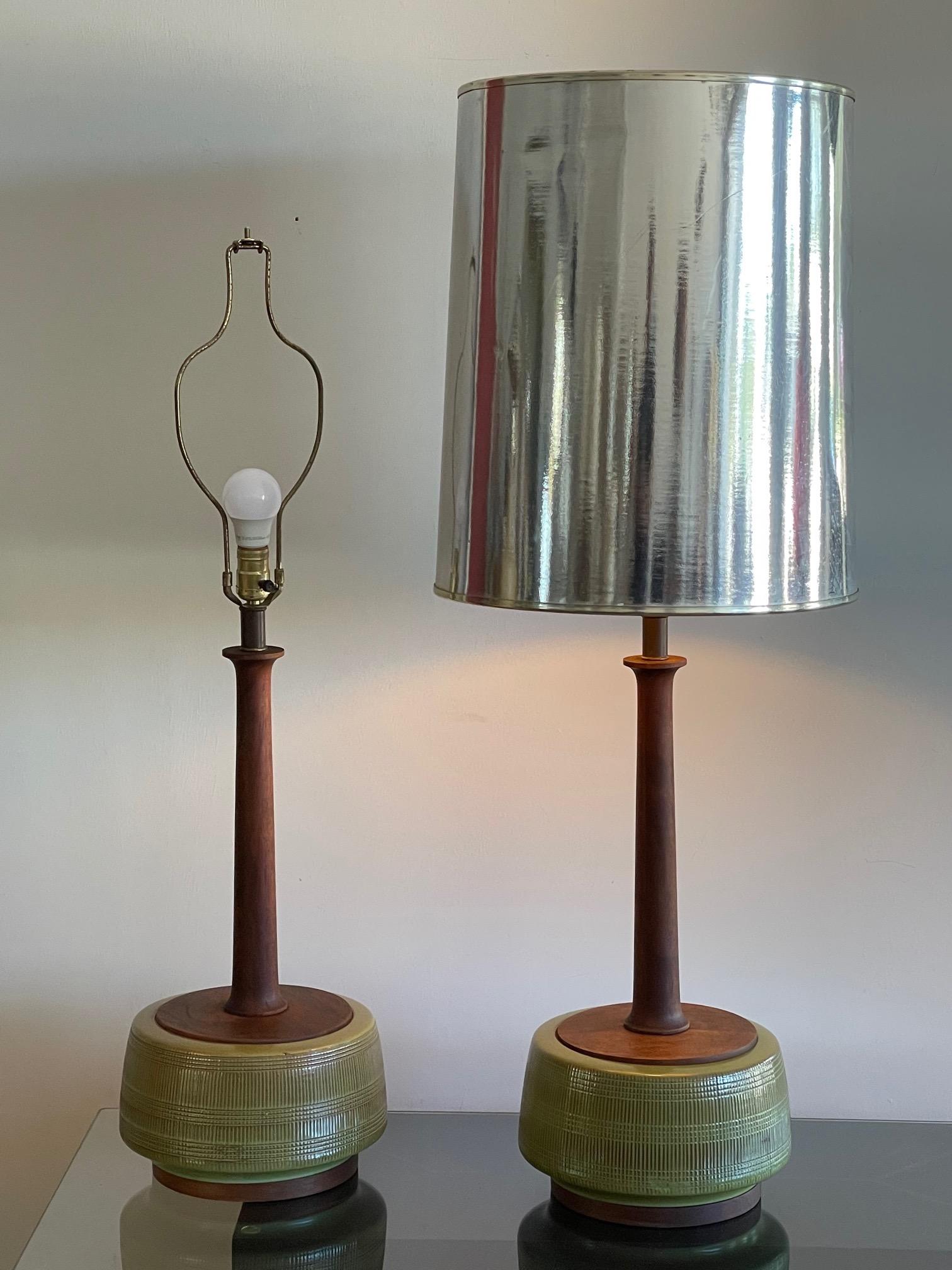 Mid-20th Century Unusual Pair of Sculptural Ceramic Lamps For Sale