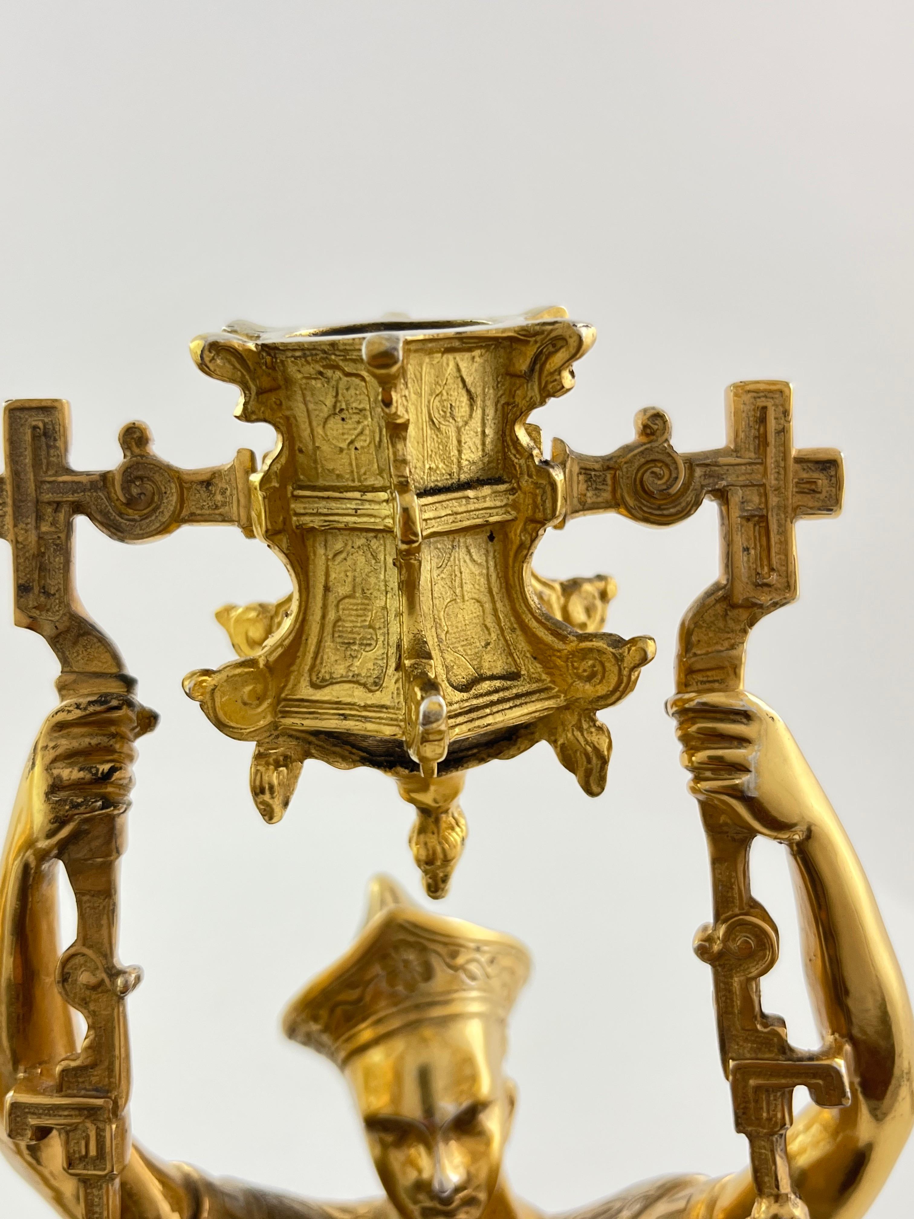Unusual pair of silver gilt candlesticks circa 1900 For Sale 5