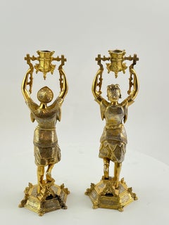 Unusual pair of silver gilt candlesticks circa 1900