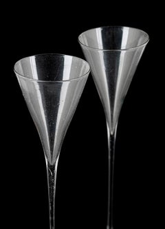 Unusual Pair of Tall Dutch Toasting Glasses