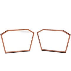 Vintage Unusual Pair of Walnut Art-Deco Wall Mirrors