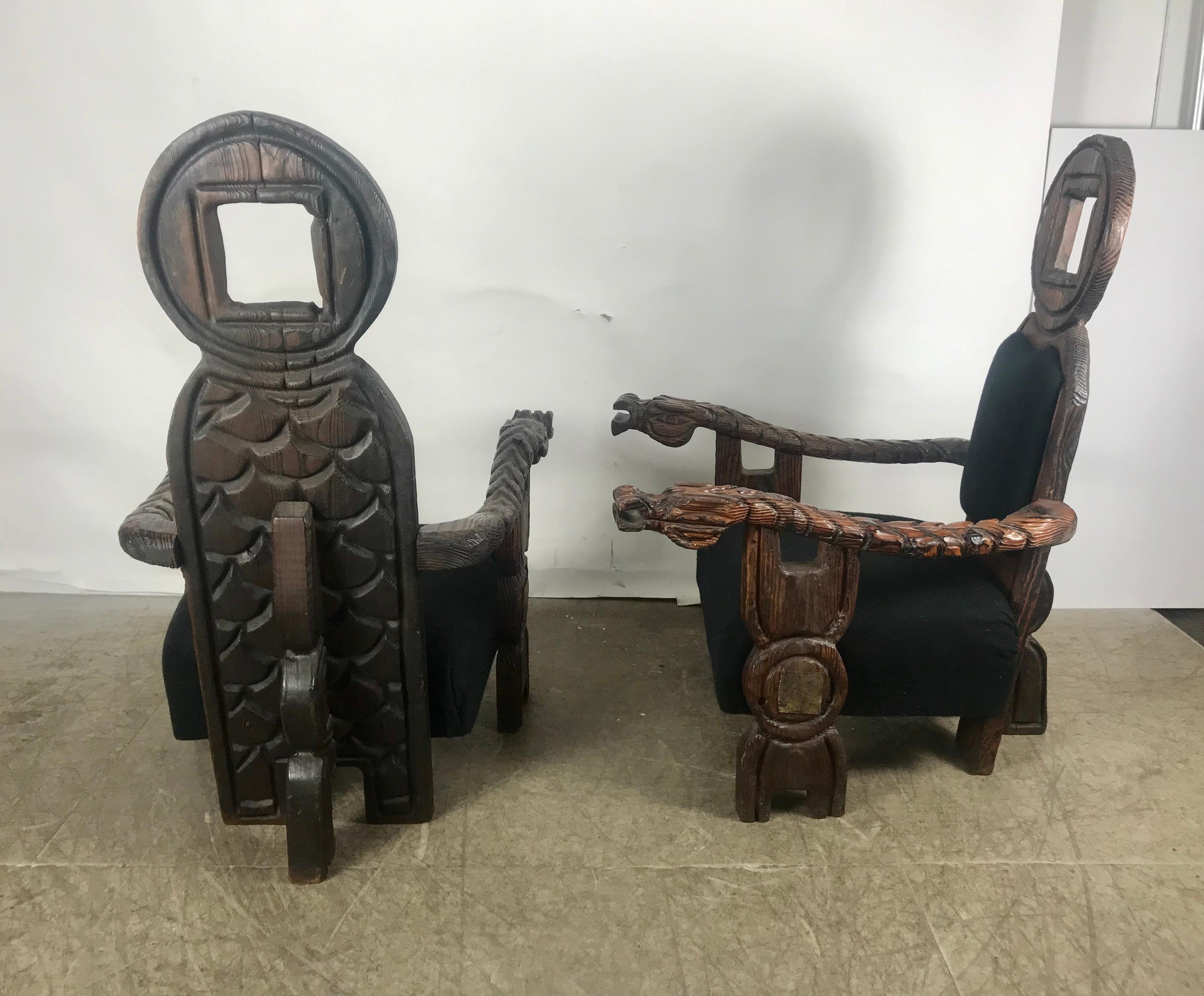 Mid-Century Modern Paire de fauteuils de salon Teki modernes inhabituels de William Westenhaver pour Witco en vente