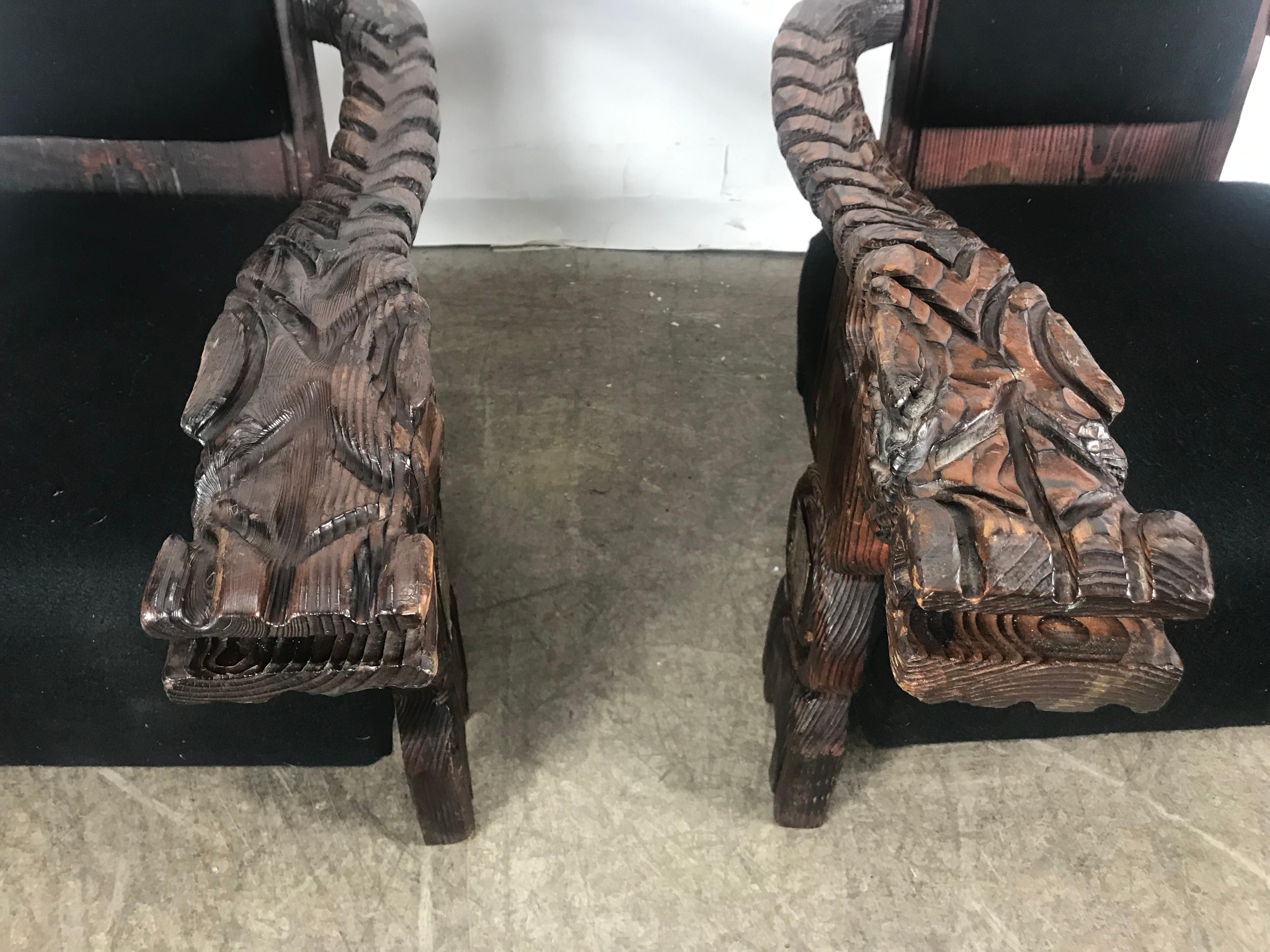 Sculpté Paire de fauteuils de salon Teki modernes inhabituels de William Westenhaver pour Witco en vente