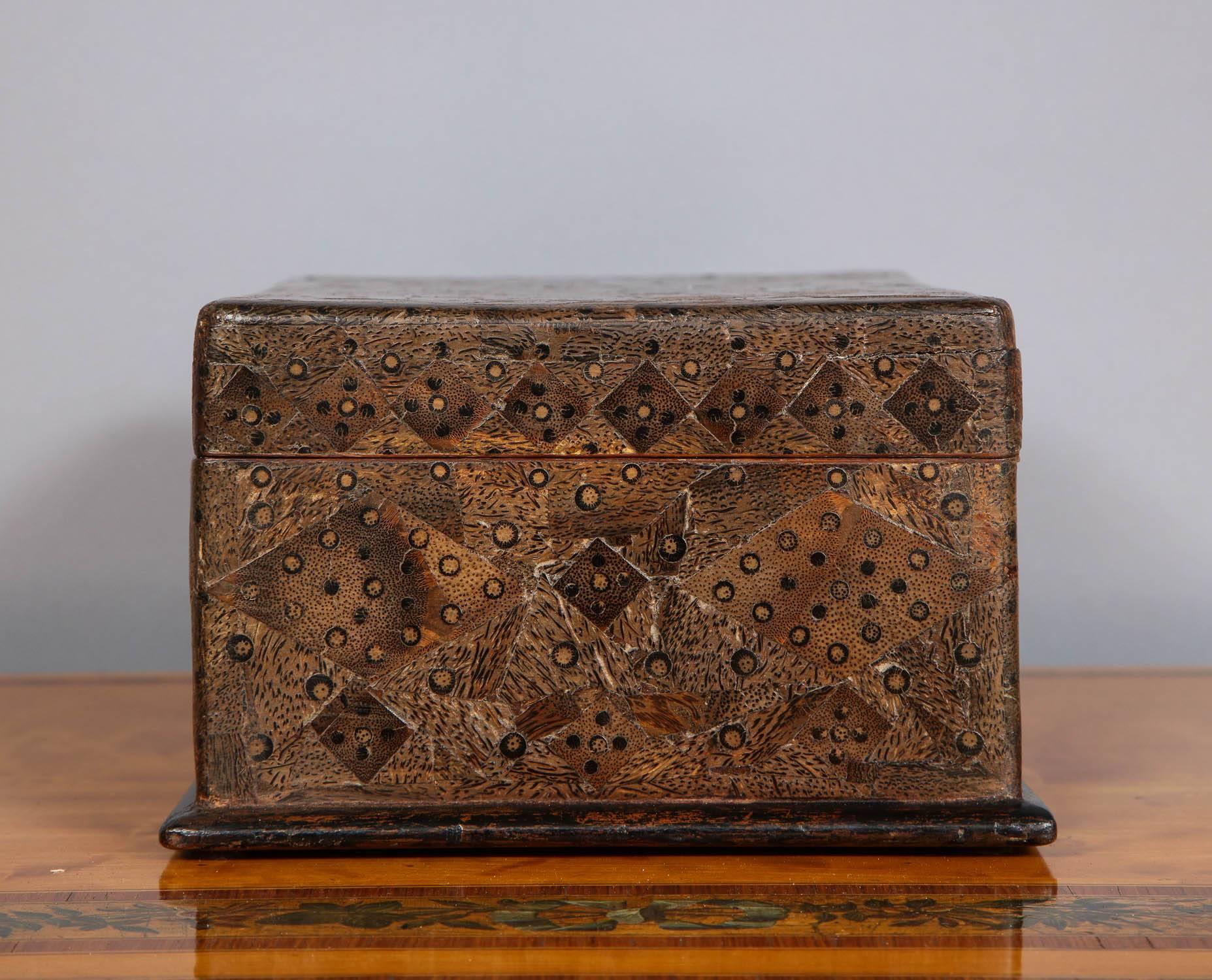 Anglo Raj Unusual Palmwood Marquetry Box
