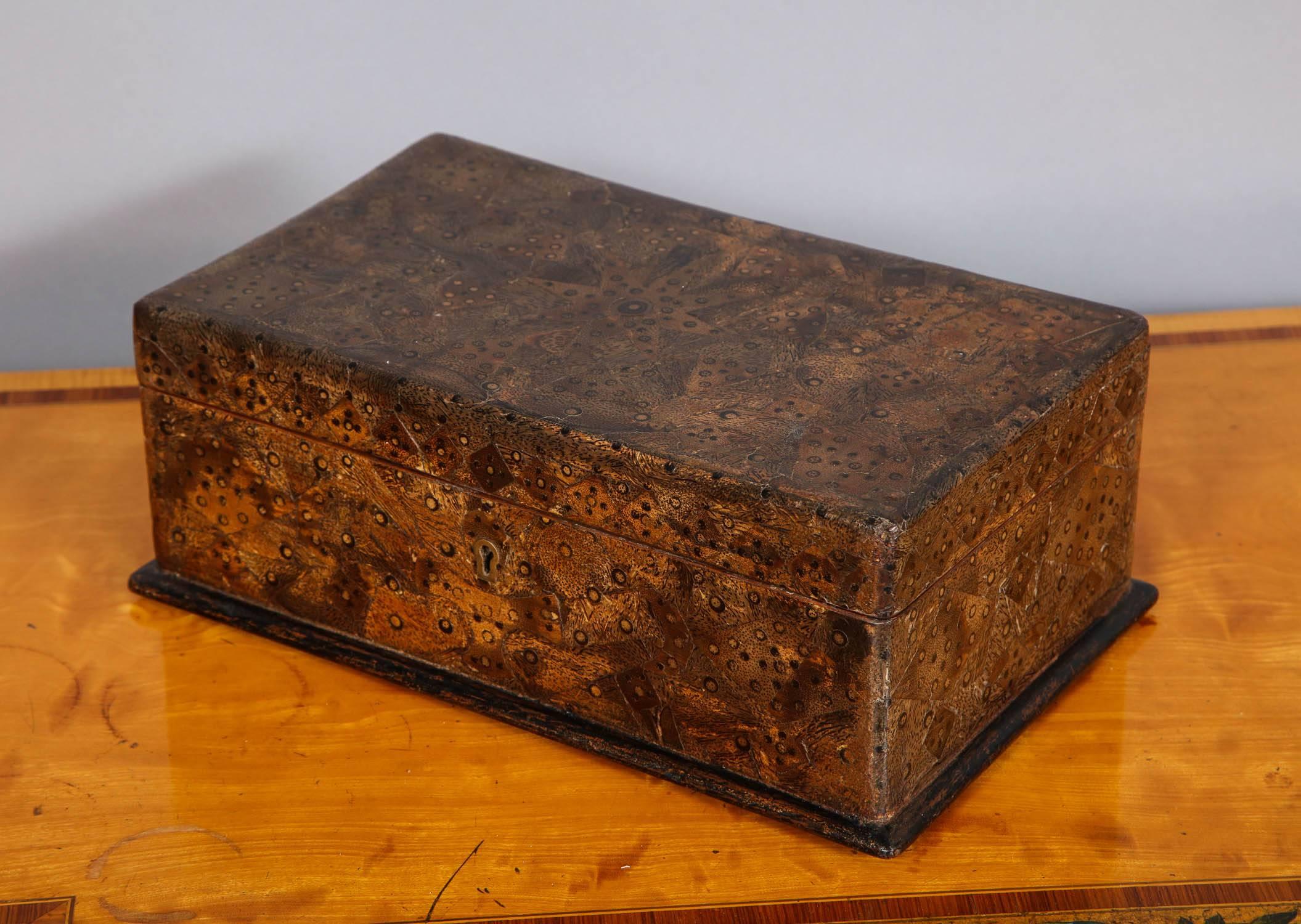 Unusual Palmwood Marquetry Box In Good Condition In Greenwich, CT