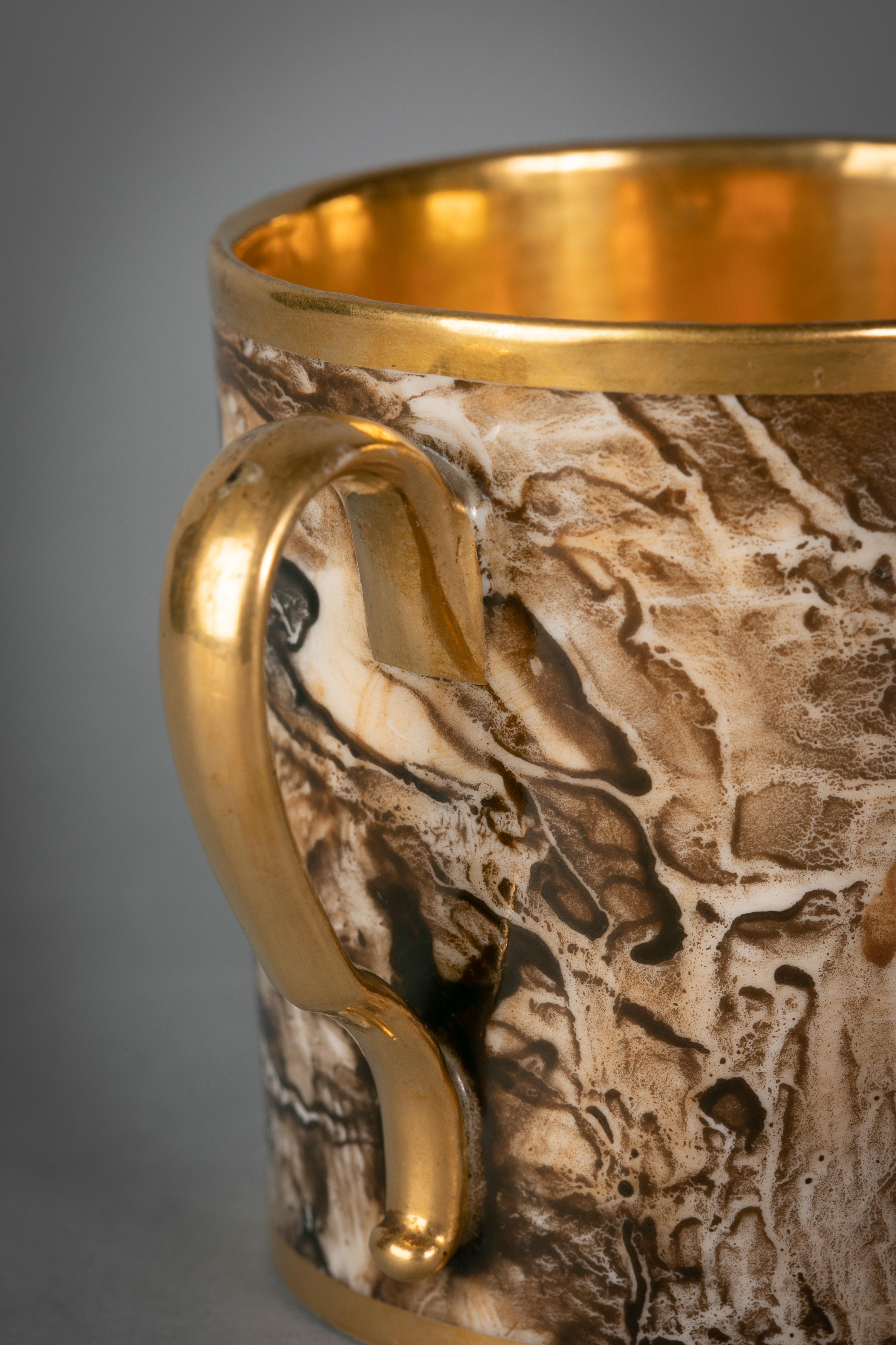 Unusual Paris Porcelain Cup and Saucer, La Courtille, circa 1820 For Sale 2