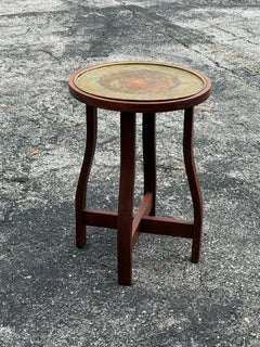 Ungewöhnlicher Pflanzenständer mit Messingplatte Arts And Crafts ' ca' 1910