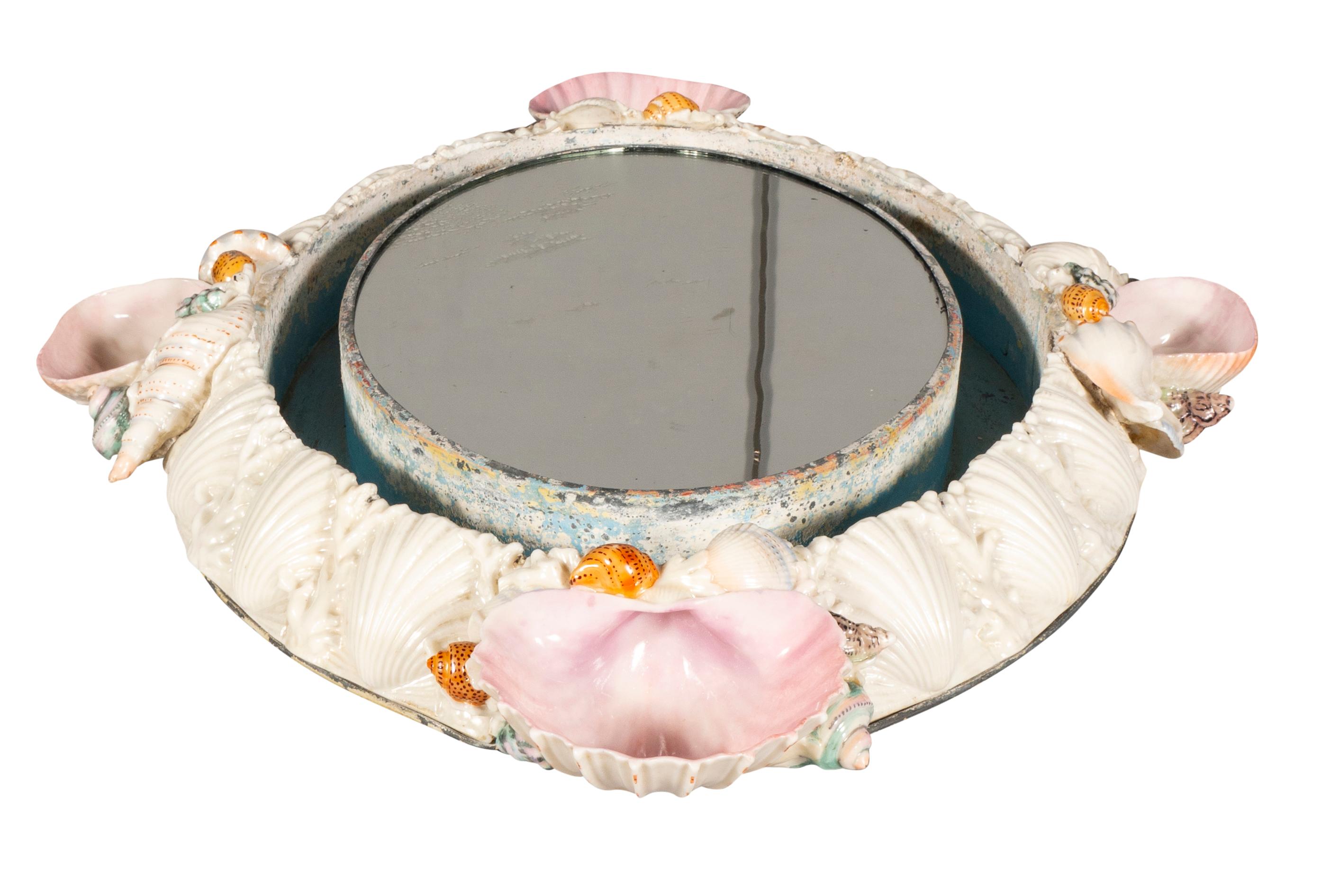 European Unusual Porcelain Plateau With Sea Shell Decoration For Sale