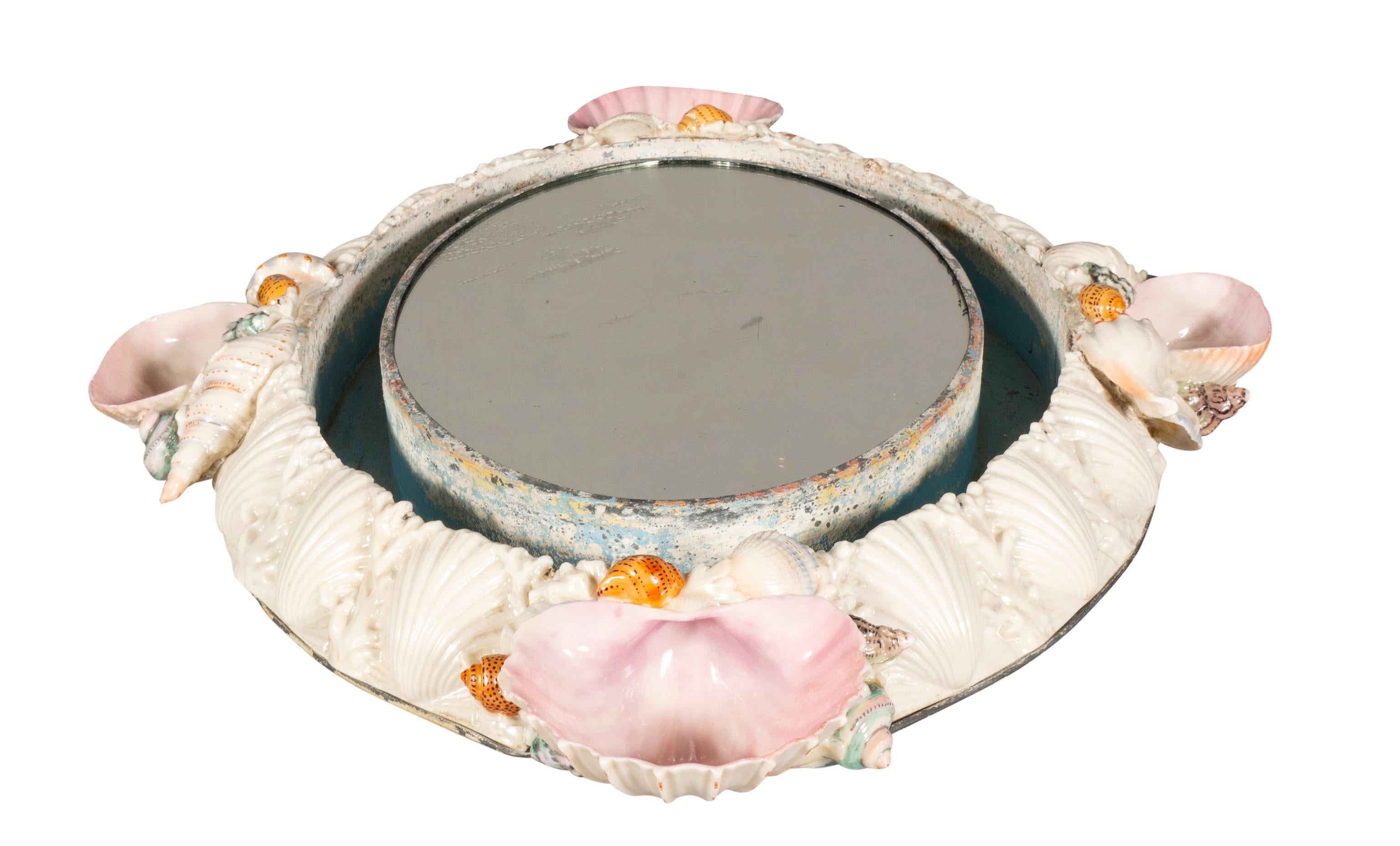 Unusual Porcelain Plateau With Sea Shell Decoration In Good Condition For Sale In Essex, MA